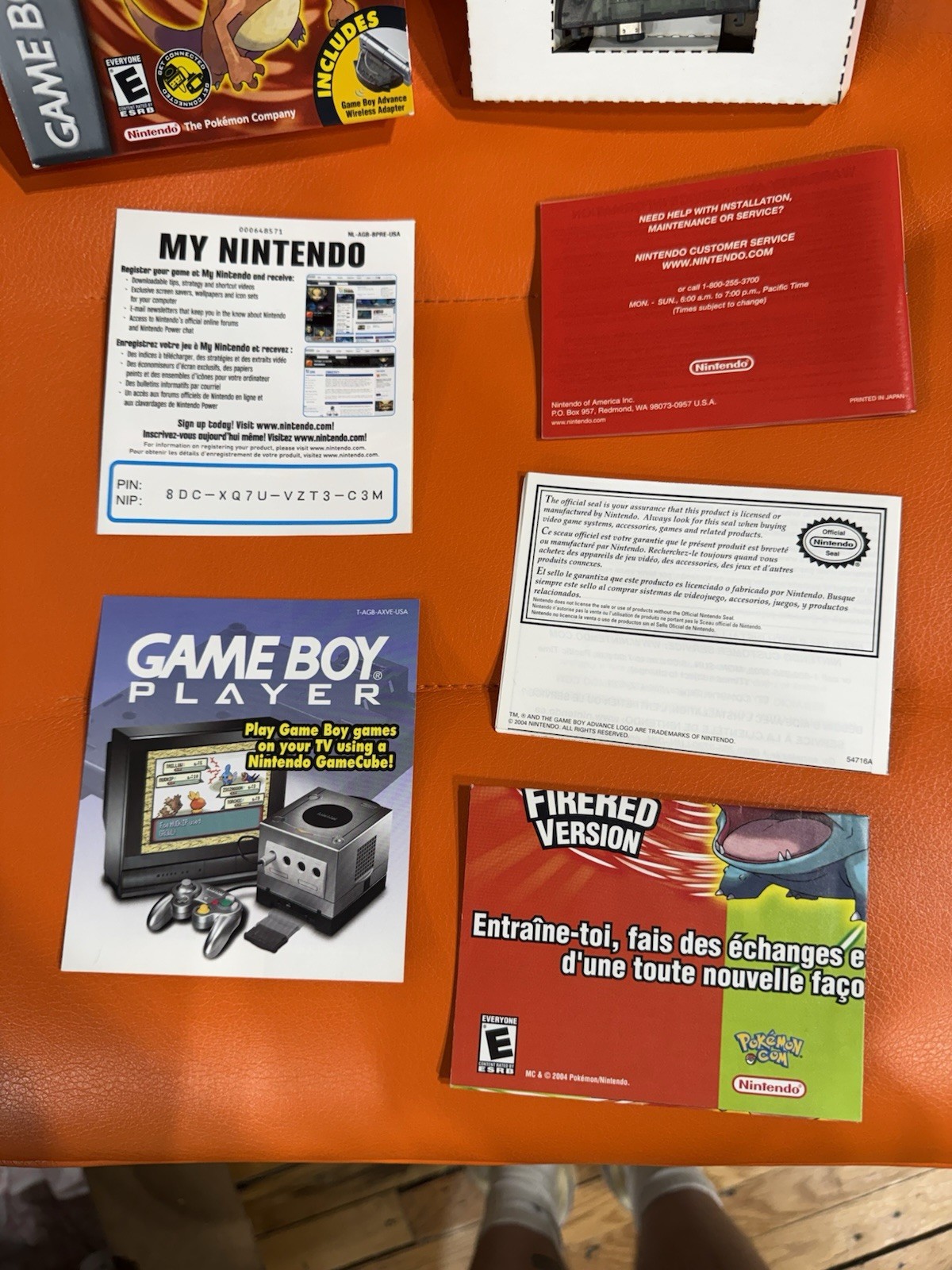Pokémon Fire Red Wireless Adapter Bundle GBA CiB *Great Condition* All Inserts!