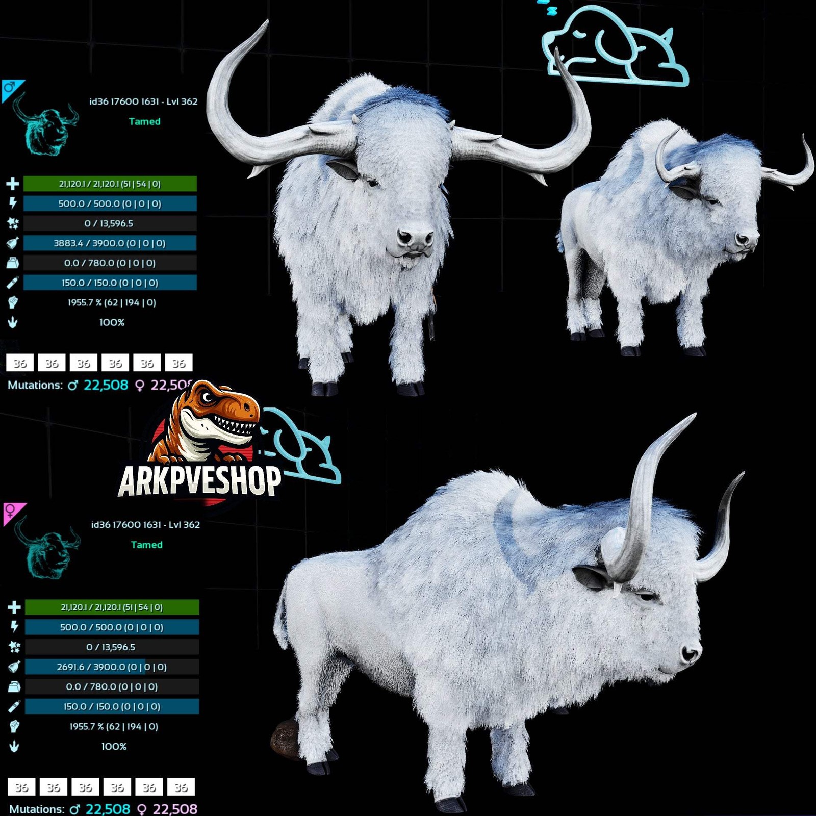 ASA PVE 🦖ARK Survival Ascended Bison 362Lvl 1955.7% Melee