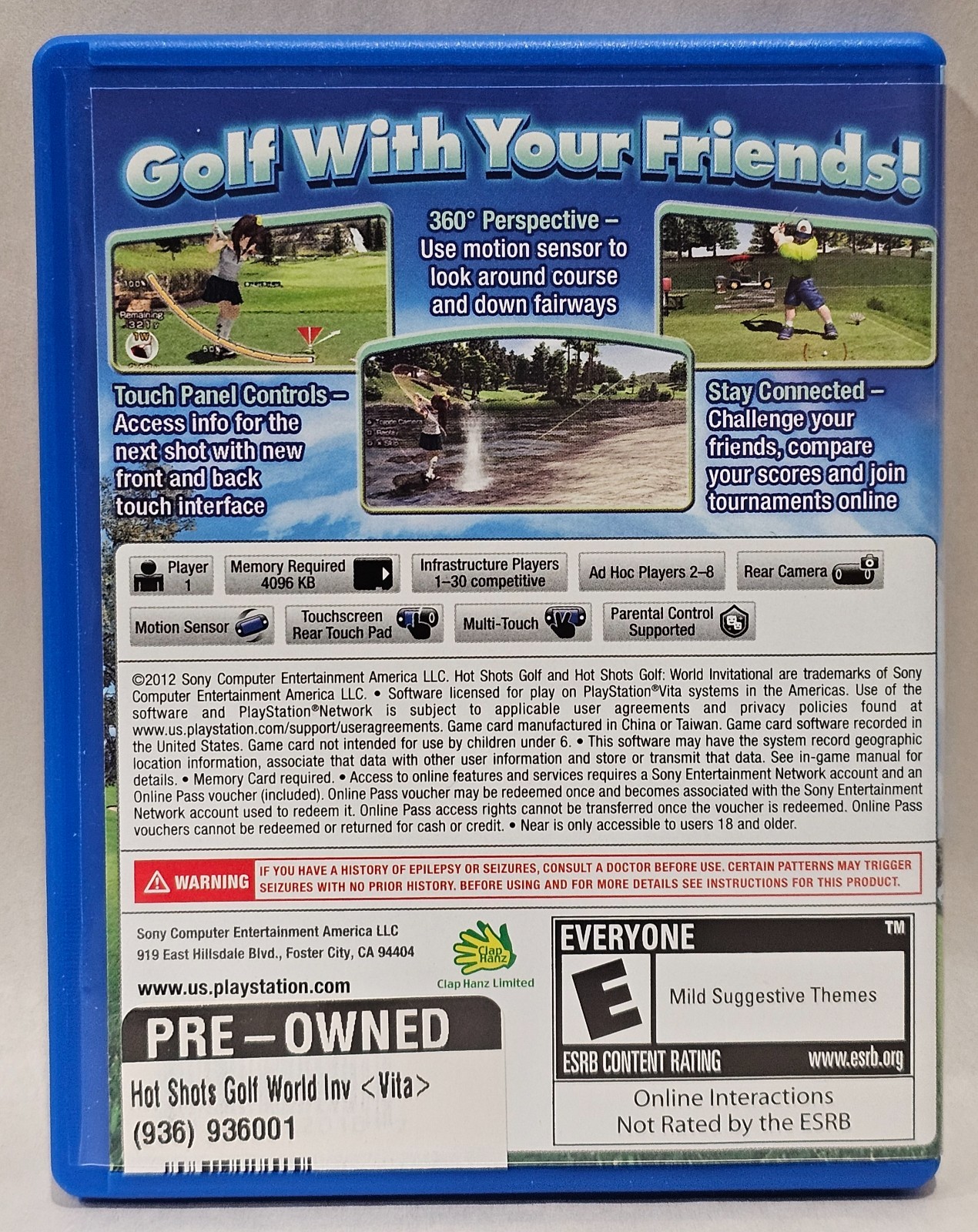 Hot Shots Golf: World Invitational Sony PlayStation Vita Complete CIB