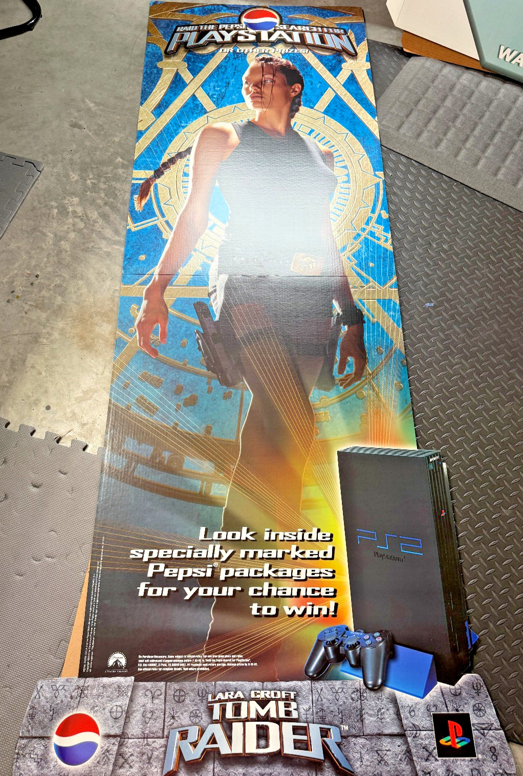 PS2 PlayStation 2 Lara Croft Tomb Raider Angelina Jolie Life Size Standee NOS