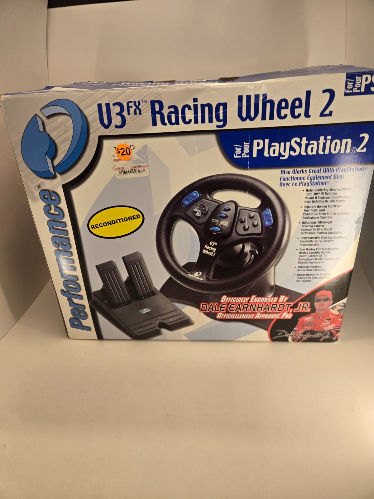 Performance V3FX Racing Wheel 2 w/Foot Pedal for Playstation 2 (PS2) Used