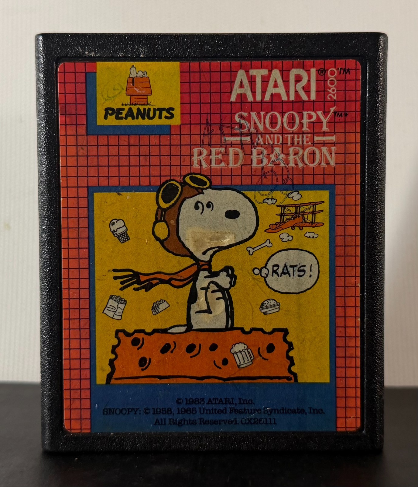 Vintage PEANUTS Snoopy and the Red Baron ATARI 2600 Video Game Cartridge 1983