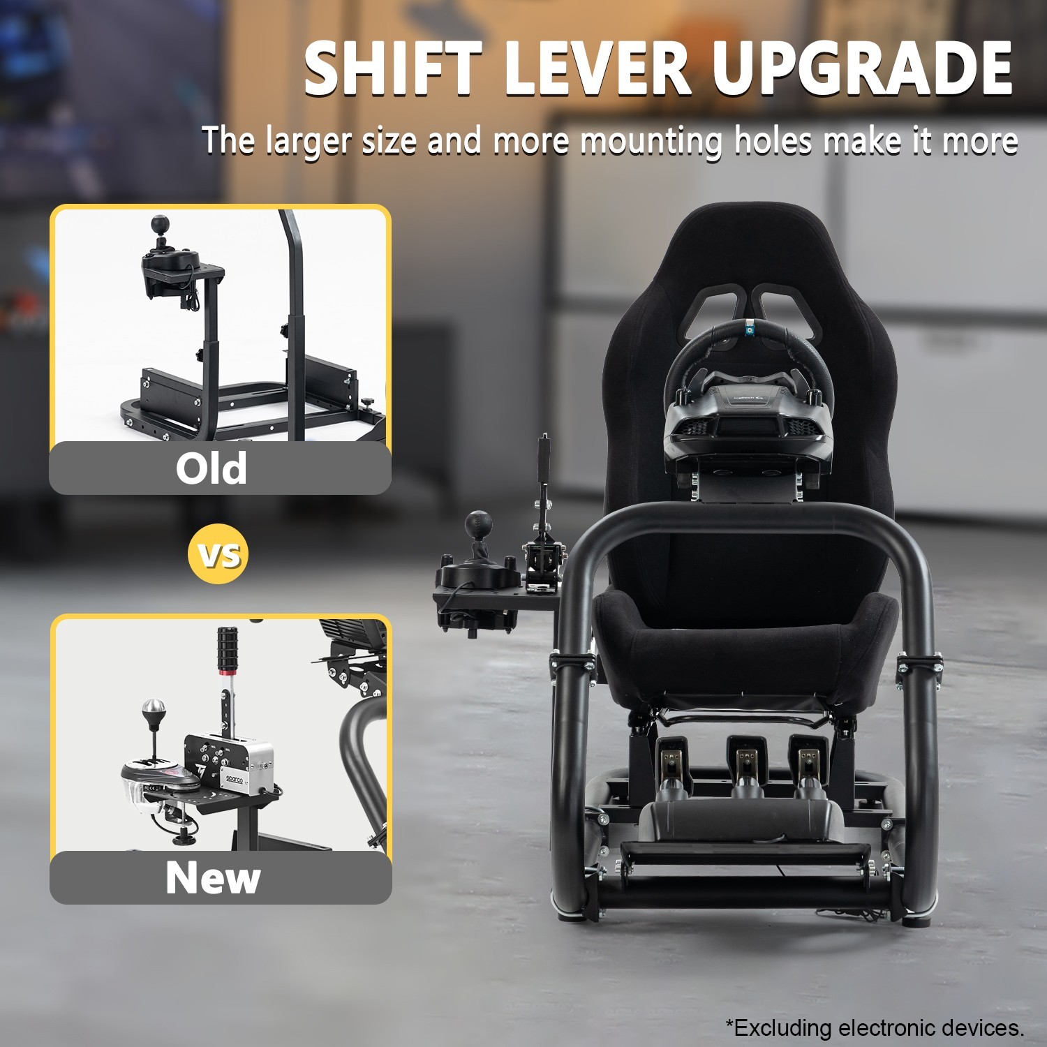 Marada Racing Simulator Cockpit with Black Seat fit Logitech G29 G923 G920 T300
