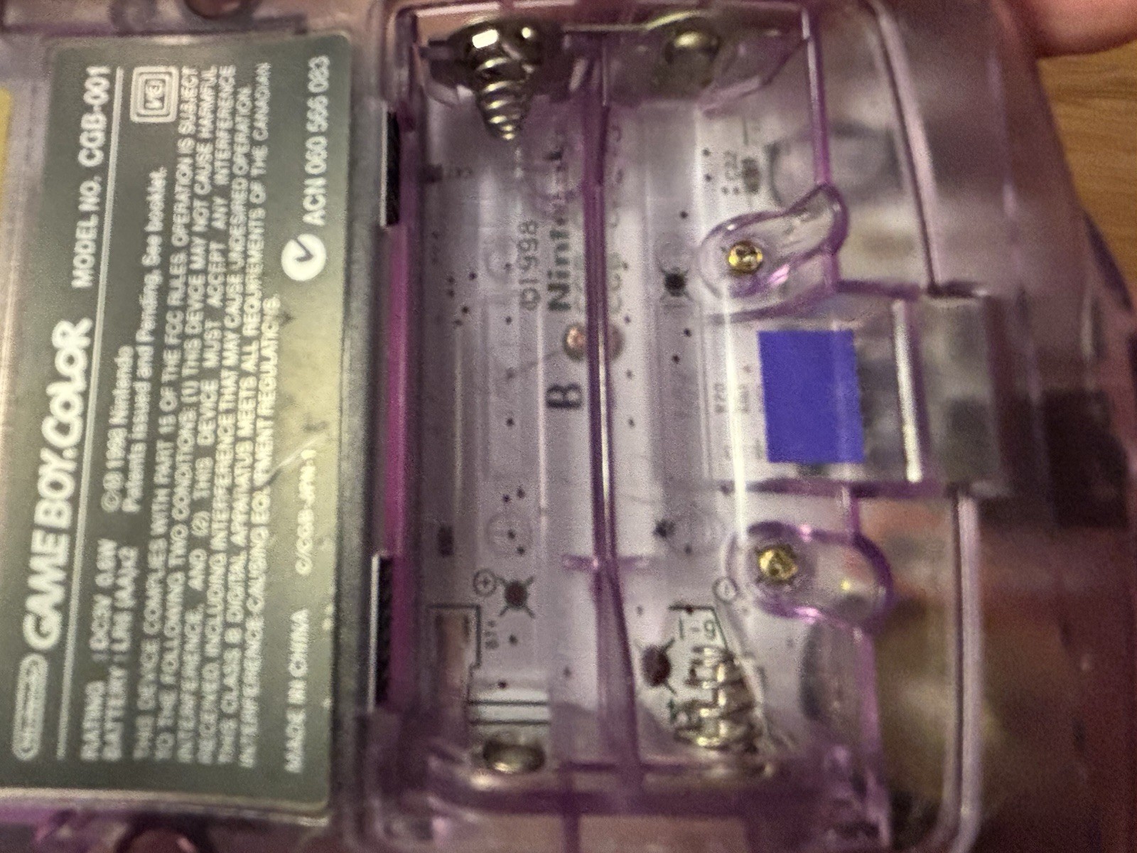 Nintendo Game Boy Color CGB-001 Atomic Purple Clear NTSC-U/C Color Screen