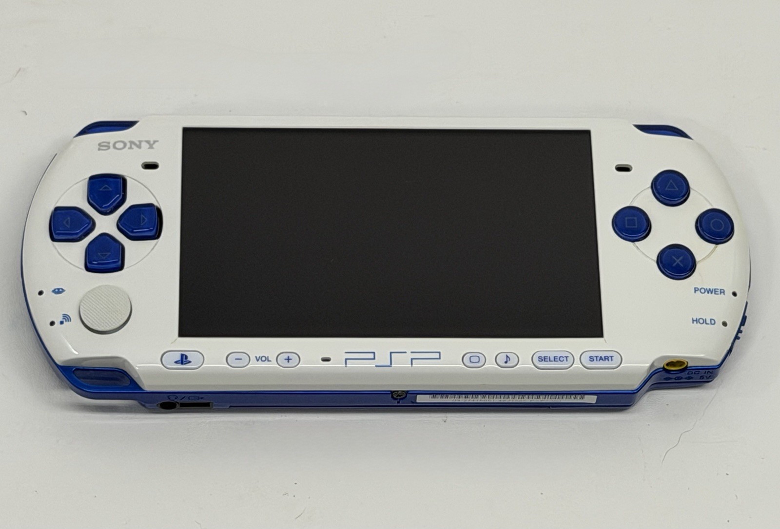 White & Blue Sony PSP 3000 System w Charger, And New Battery Bundle Excellent
