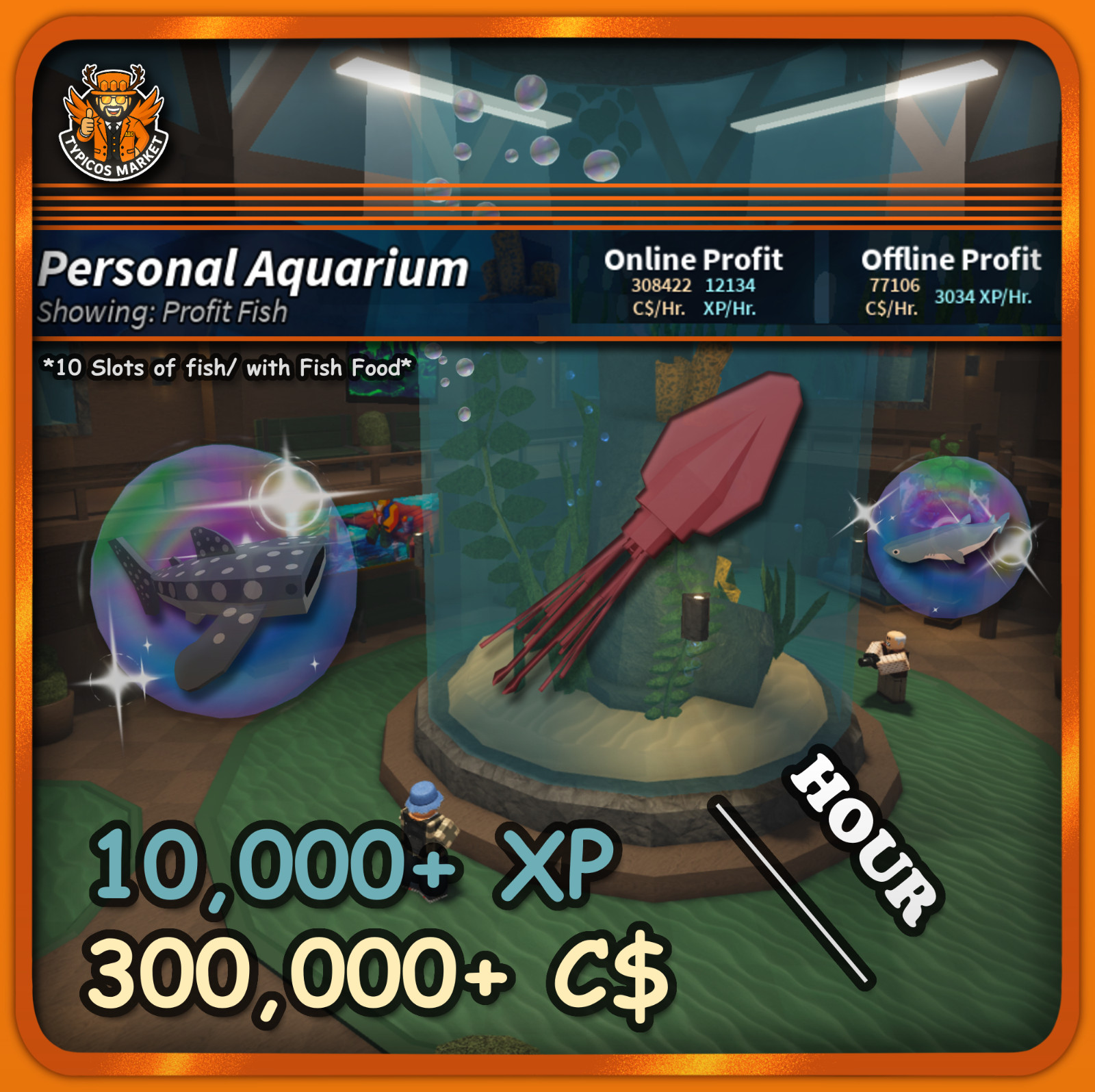 [FISCH] – Aquarium Bundles – [Passive XP/C$ Income – Profit]