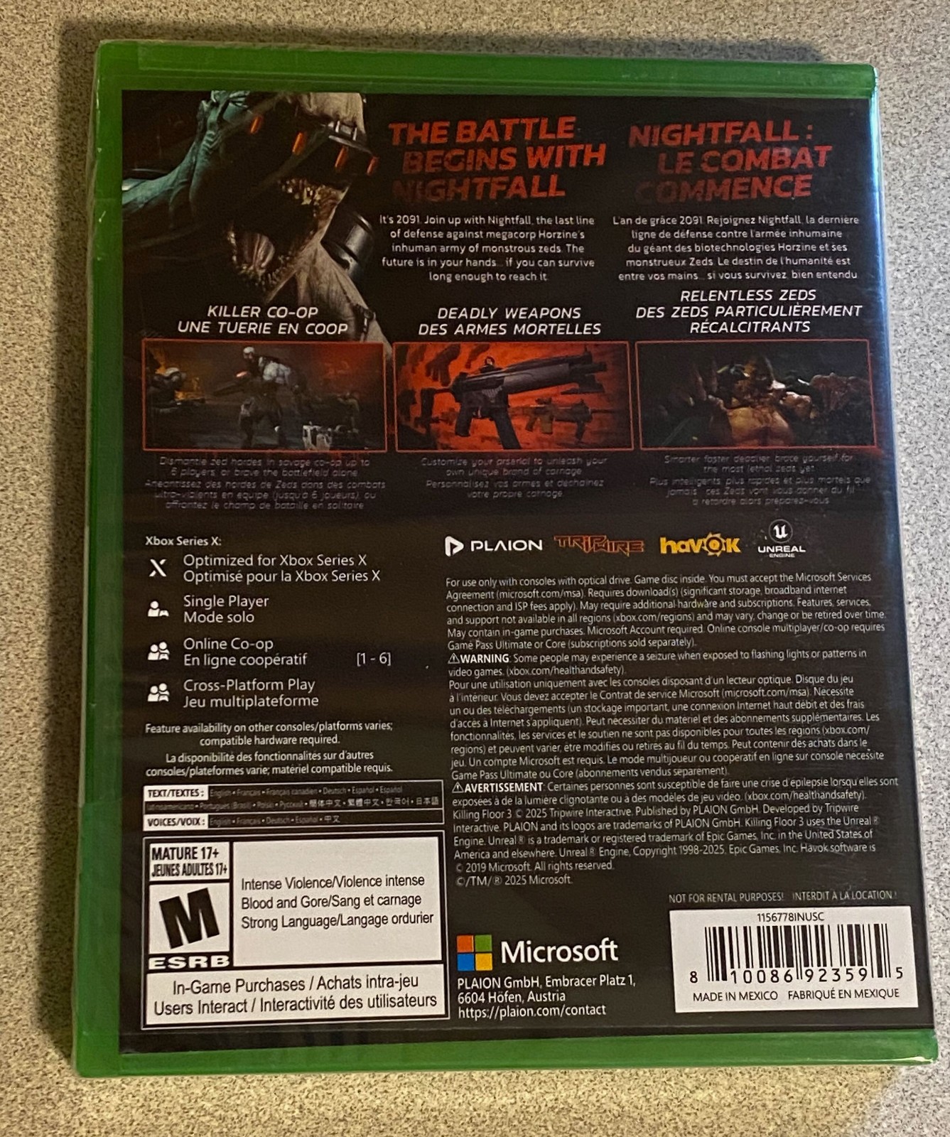 Killing Floor III 3 Xbox Series X New Deep Silver 1156778INUSC 810086923595