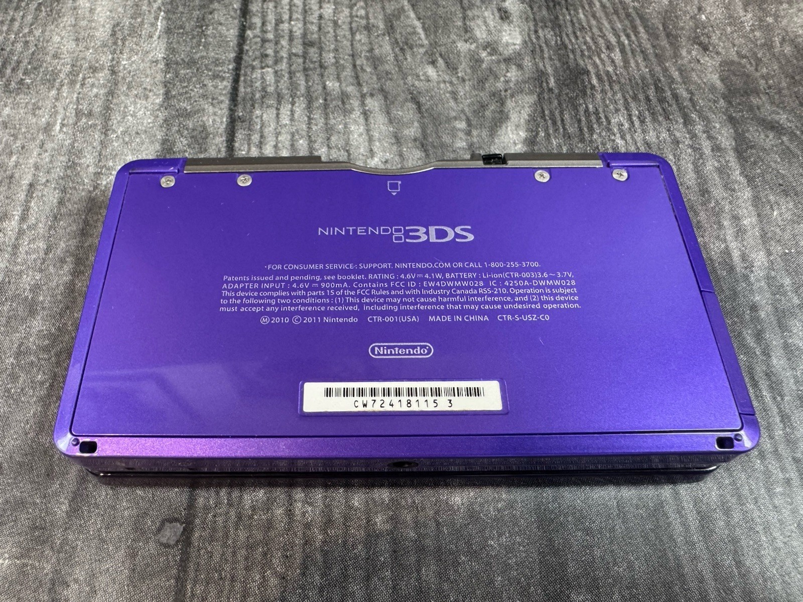 Nintendo 3DS Midnight Purple System CTR-001 Tested & Working W/ Stylus + Charger