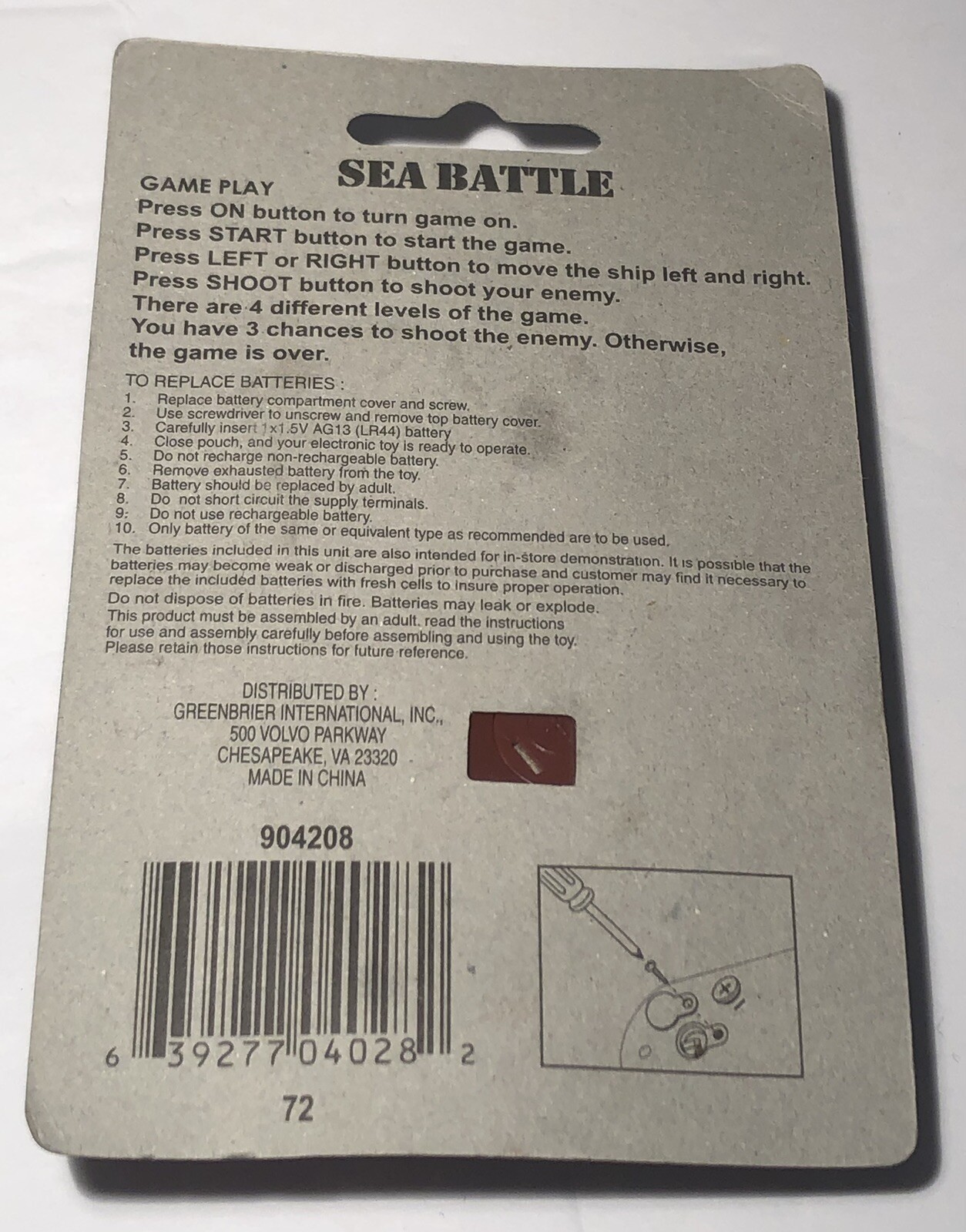 Sea Battle Mini Pirate Game Mini Handheld Video Game New In Package Works!