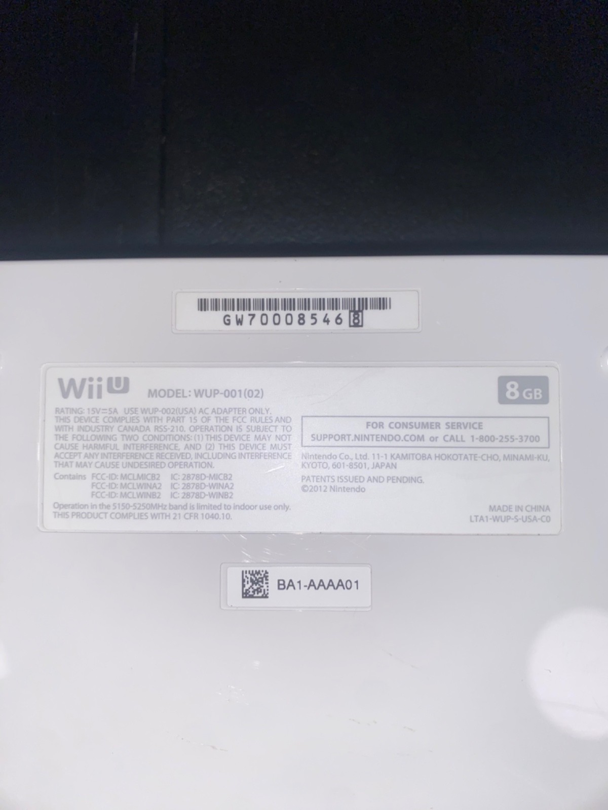 Nintendo Wii U White 8GB Console Bundle w/ GamePad Smash Bros HDMI Tested OEM