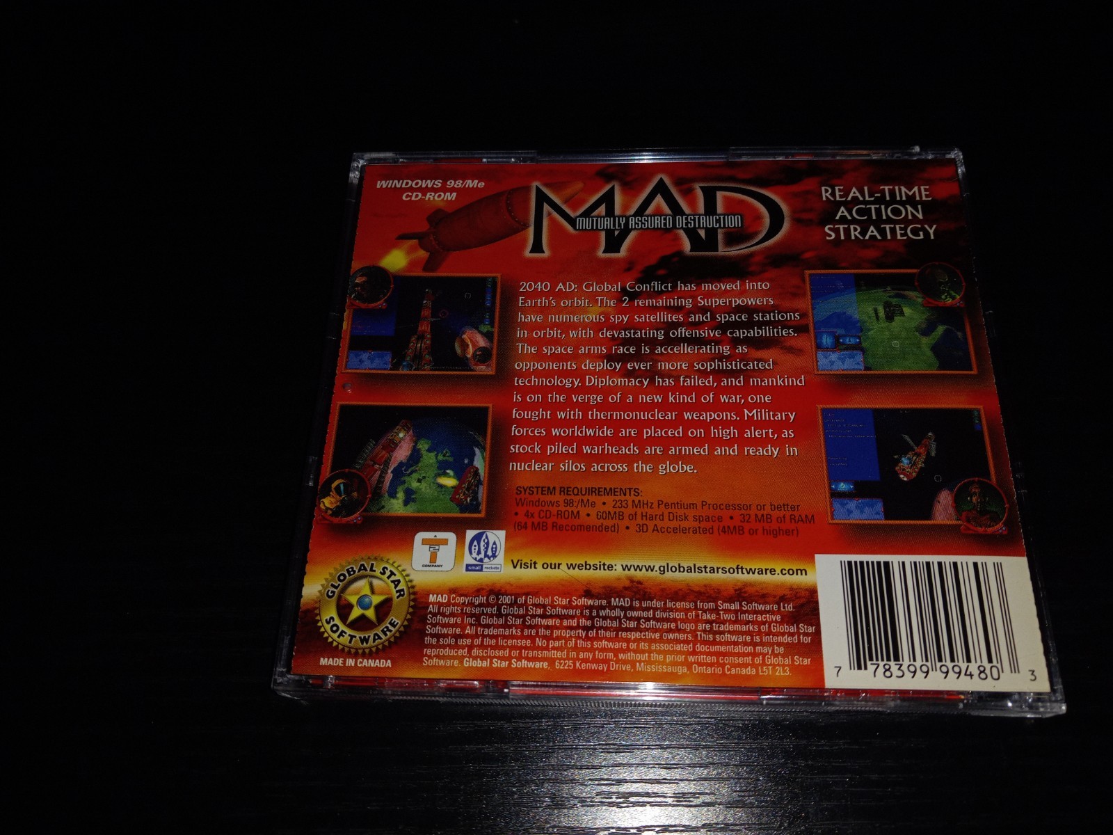MAD Mutually Assured Destruction (PC CD ROM, 2001) RTS Global Star Software Mint