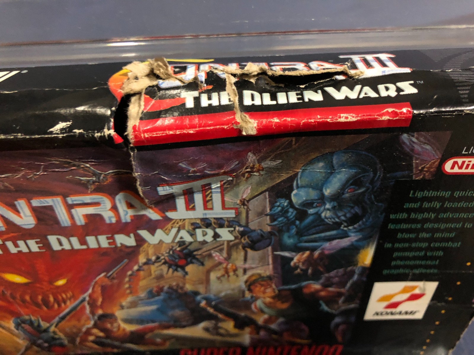 Contra 3 III: The Alien Wars (SNES) (Majesco) CIB Very Damaged Box, Untested
