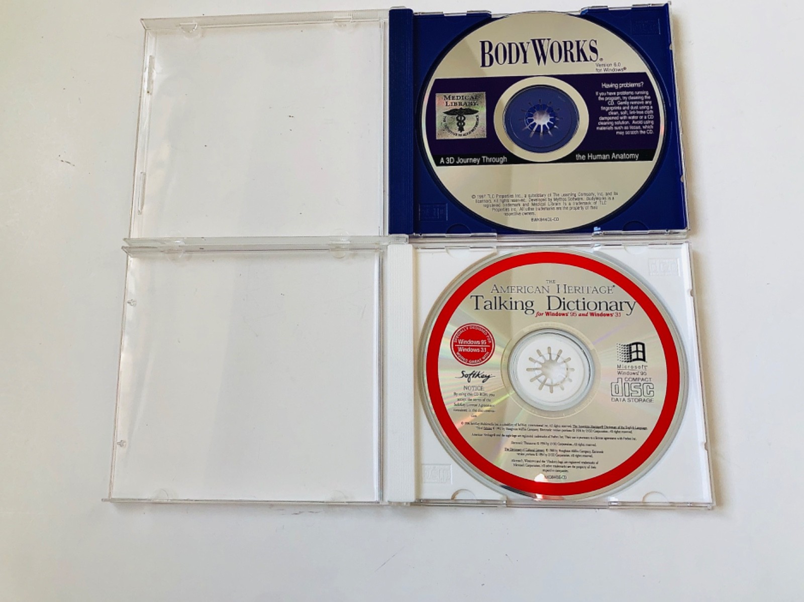 2X American Heritage Talking Dictionary & Body Works 3D Journey CD Windows