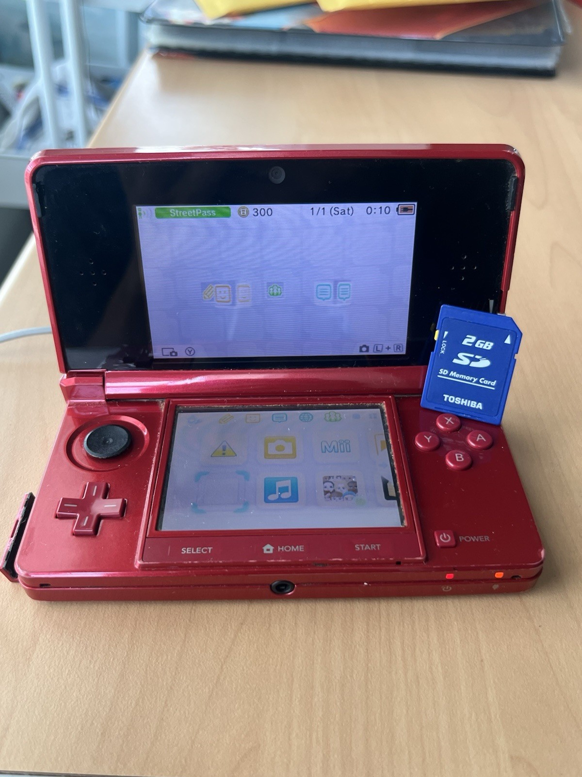 Nintendo 3DS Red Console North America OEM Charger+Pokemon Y READ SHIPS TMR