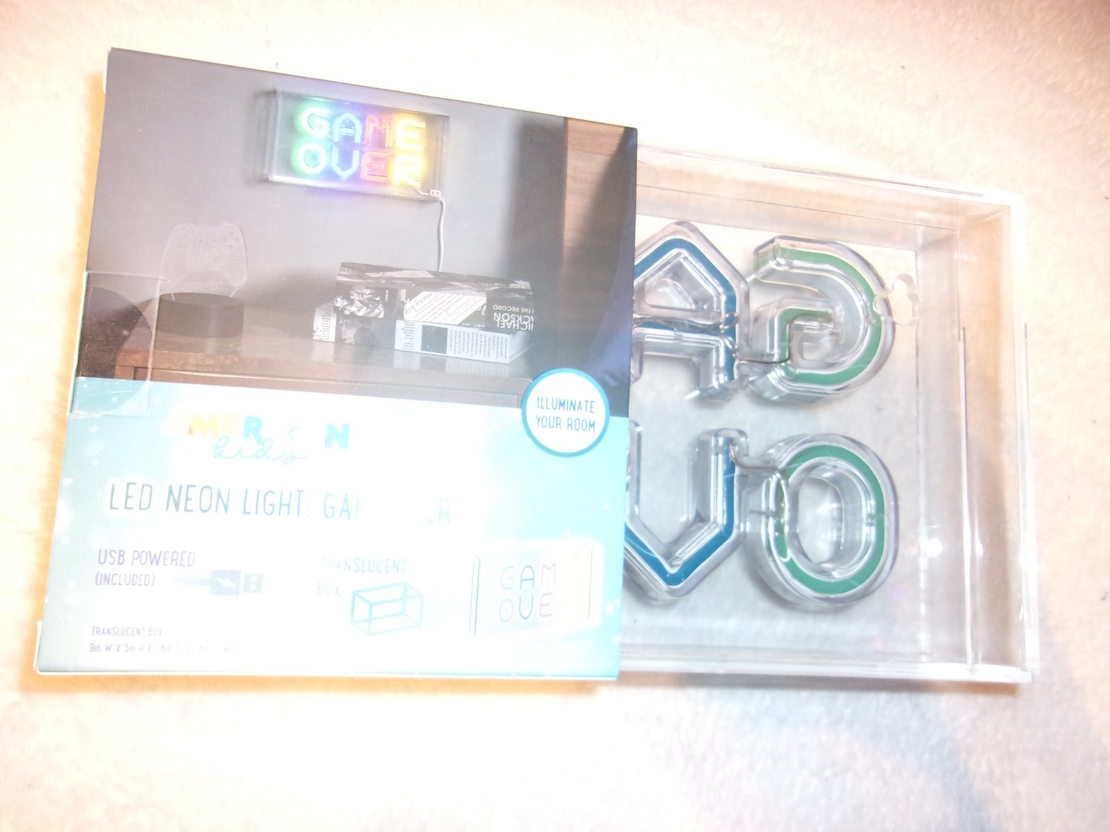 “GAME OVER” LED Neon Light / Clear Translucent Box USB Powered 9″x 5″x 1.8″ New
