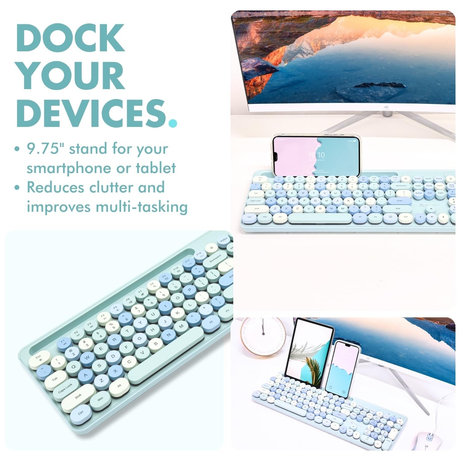 X9 Wired Keyboard and Mouse Combo with Backlight – Retro Typewriter Blue