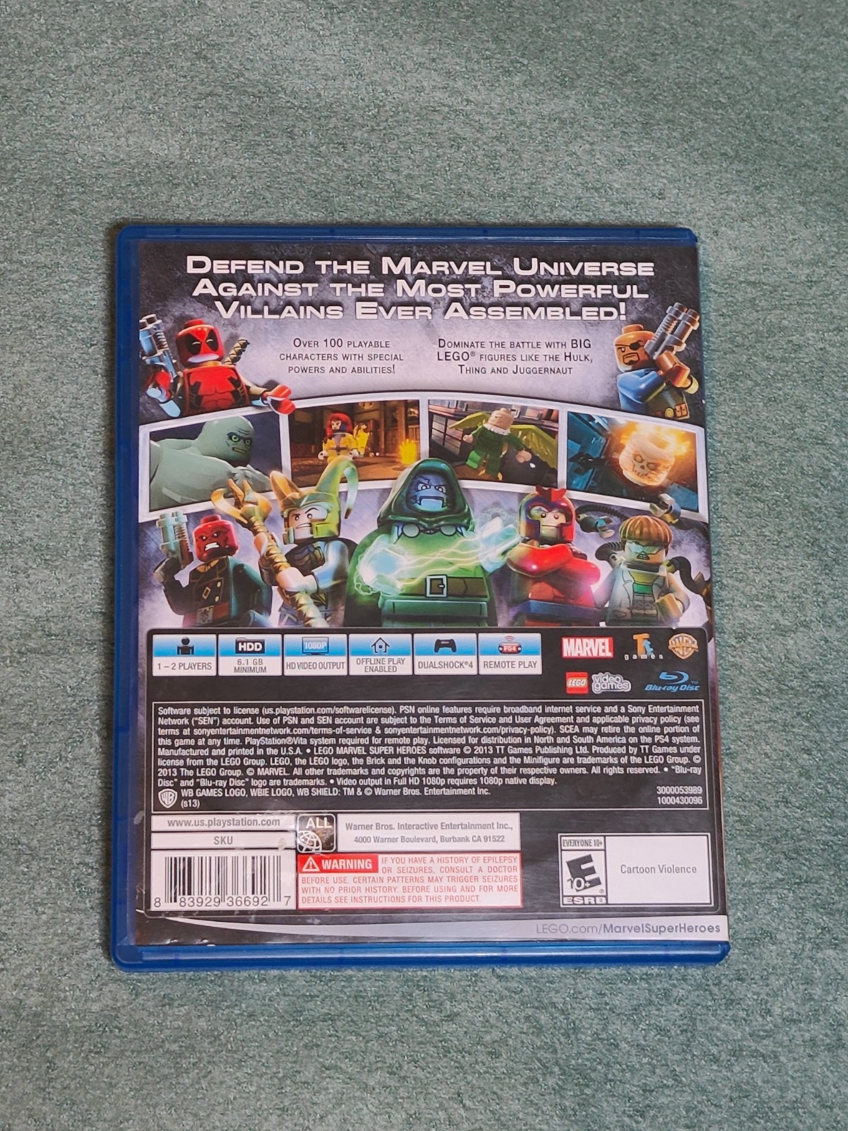 Warner Bros LEGO Marvel Super Heroes PS4 With Case Used Tested Minor Box Damage