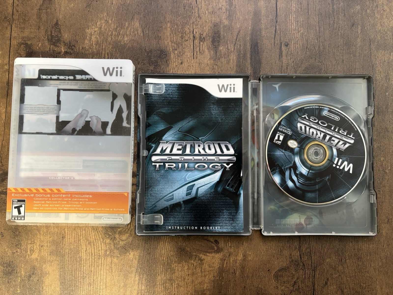 Metroid Prime Trilogy Collector’s Edition Wii Disc+Slipcover+Steelbook+Manual