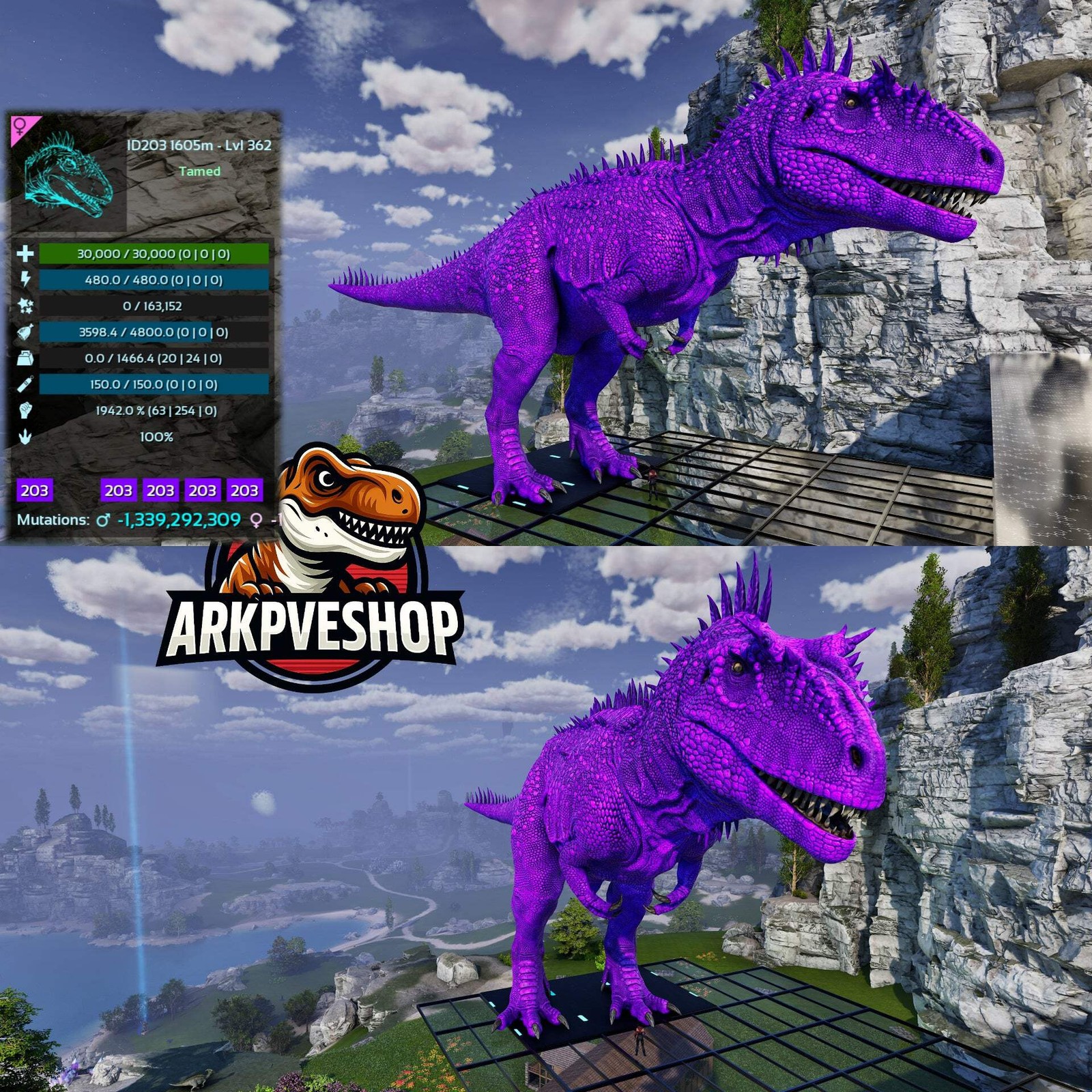 ASA PVE 🦖ARK Survival Ascended Carcharodontosaurus Carcha 1942%melee Imprinted