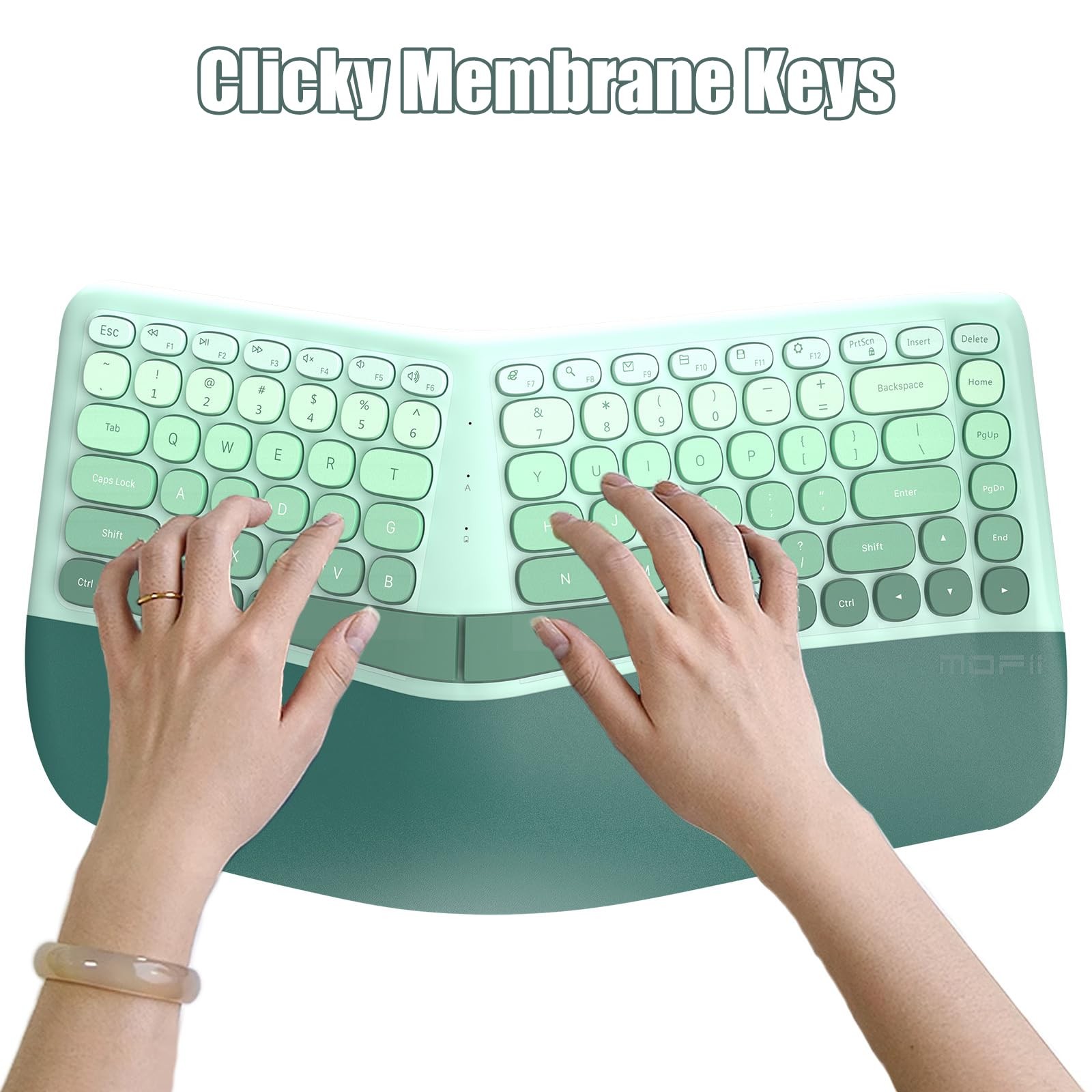 TISHLED Ergonomic Wireless Keyboard and Mouse Combo with Wrist Mint Green