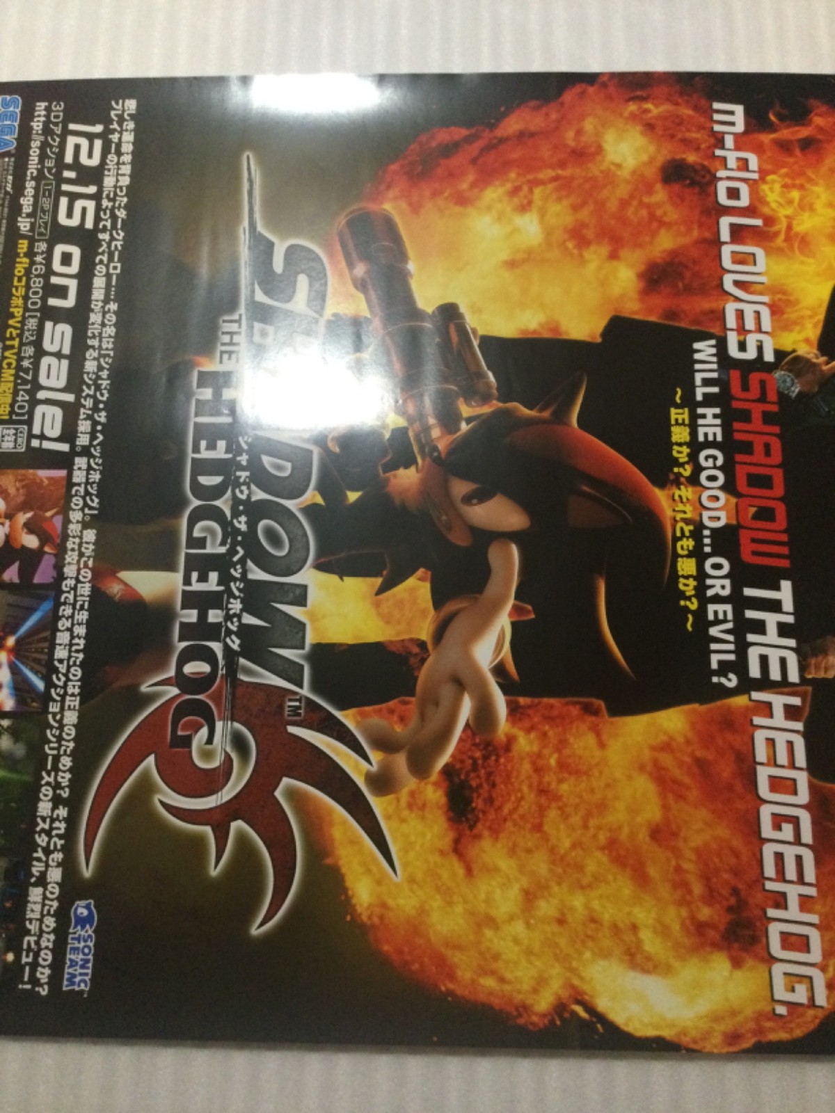 SHADOW THE HEDGEHOG Store Promo Poster Display PS2 Gamecube Xbox 2005 Sonic RARE