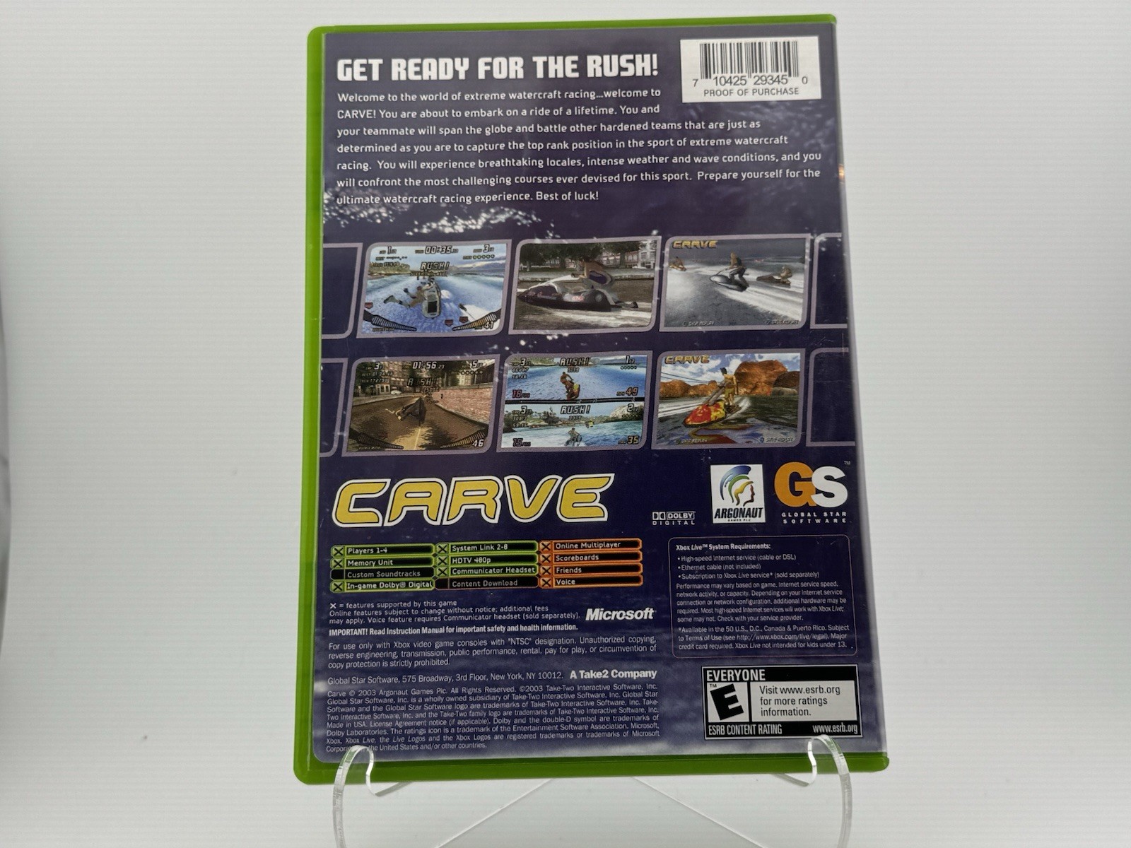 Global Star Software Carve Xbox Racing Watercraft E 2004 NTSC Online Multi