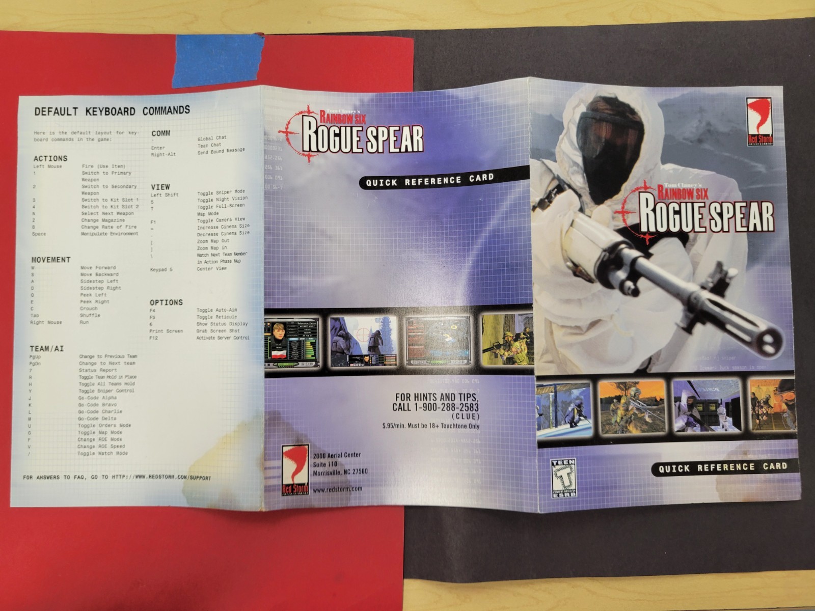 Tom Clancy’s Rainbow Six: Rogue Spear (PC, 1999) Fold Out Insert
