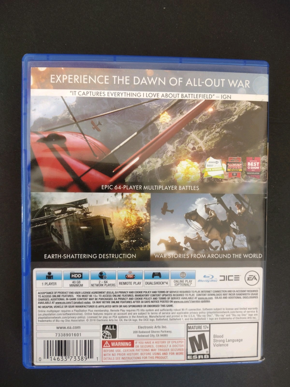 Battlefield 1 (PlayStation 4 PS4, 2016) COMPLETE IN BOX