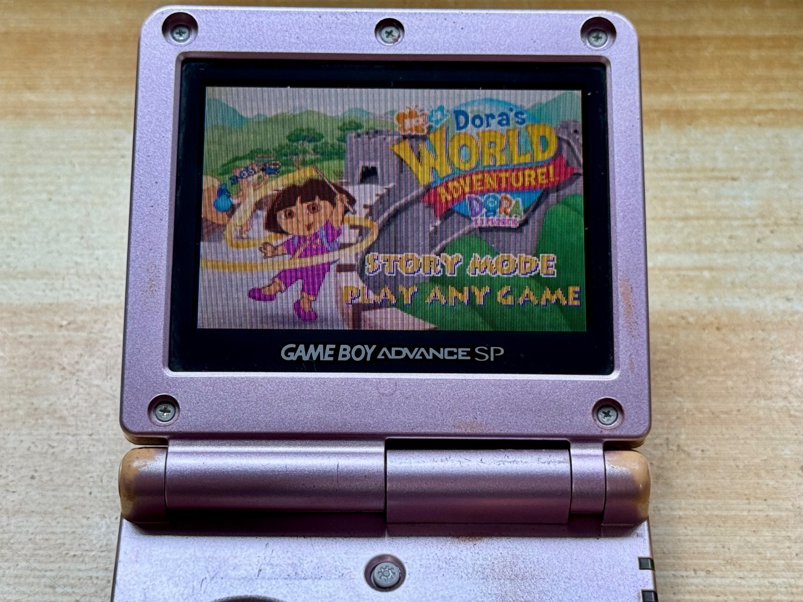 Nintendo Gameboy Advance SP AGS101 Pearl Pink Handheld w/ USB Cable & Battery