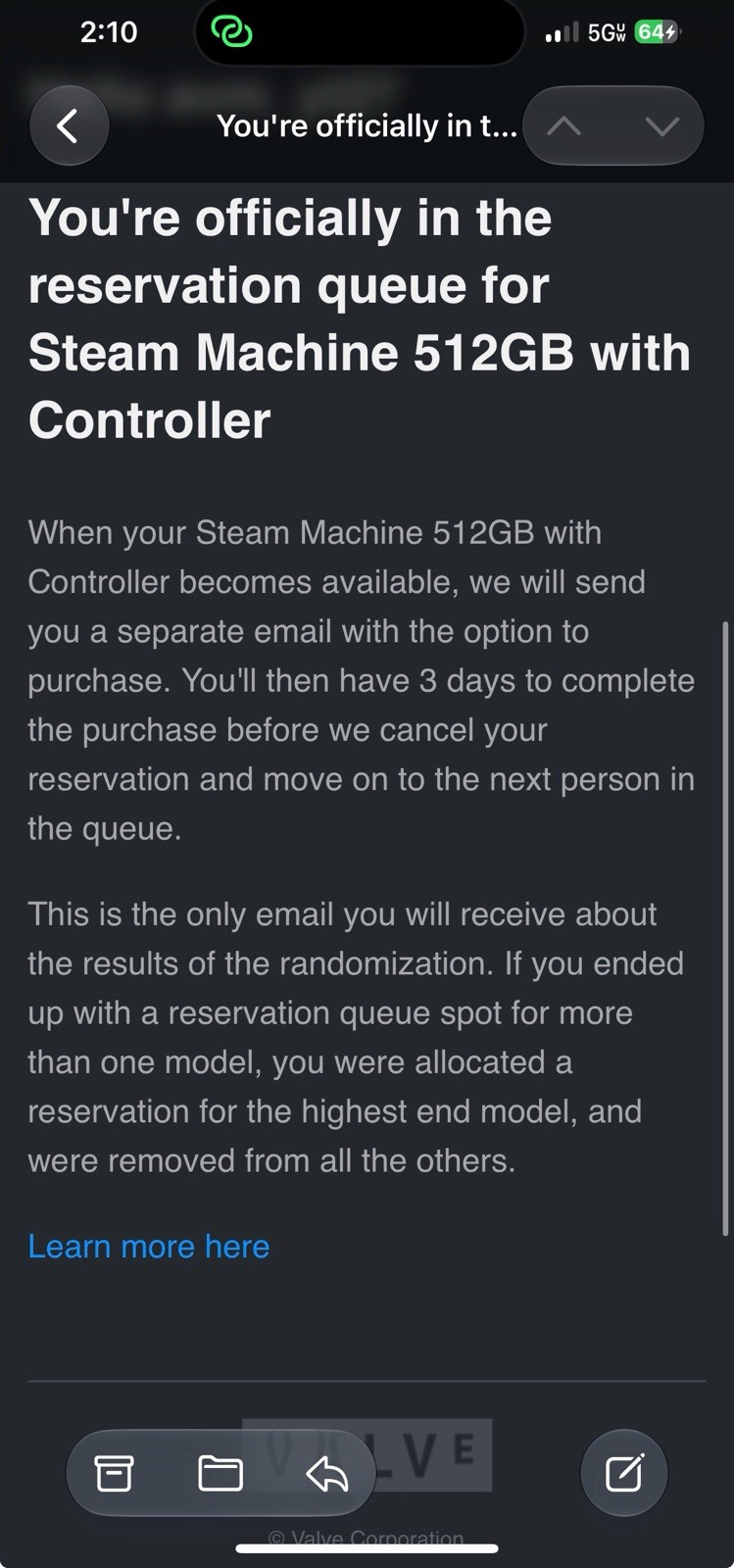 Steam Machine 512GB with Controller Valve PC