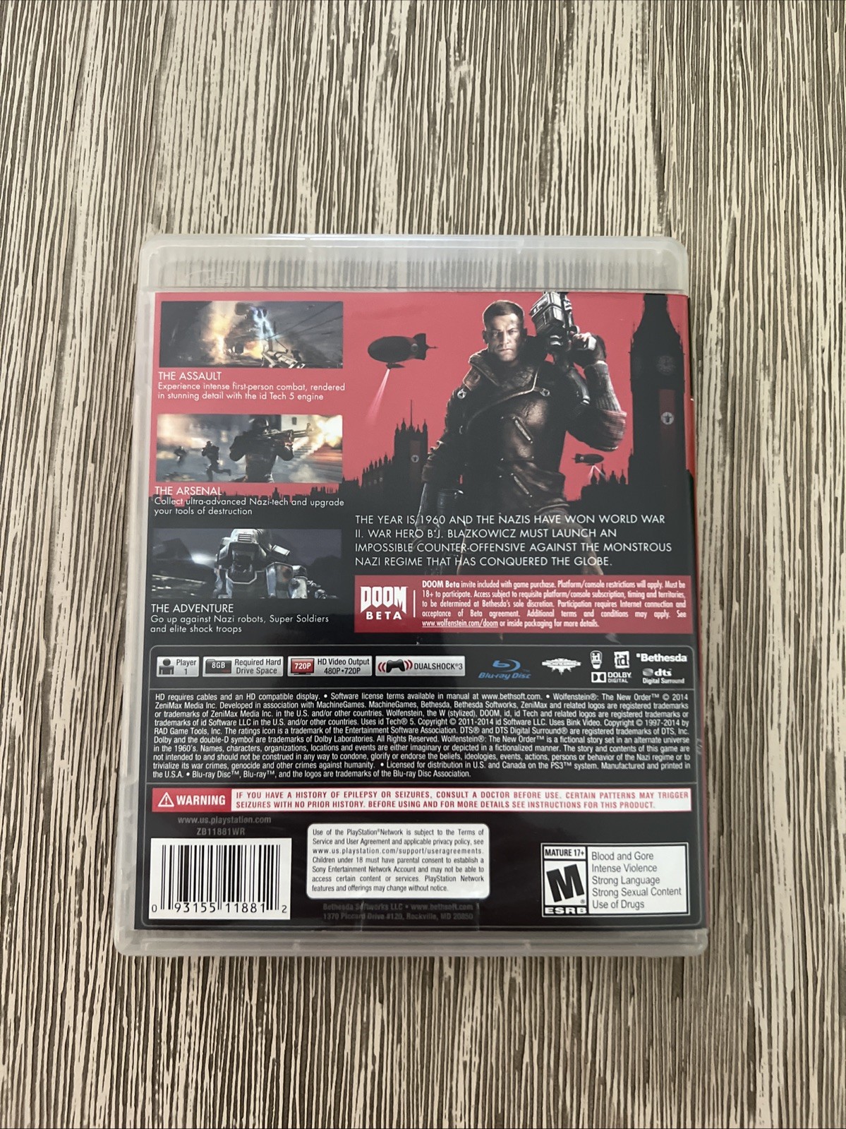 Wolfenstein: The New Order (Sony PlayStation 3, PS3, 2014) Complete