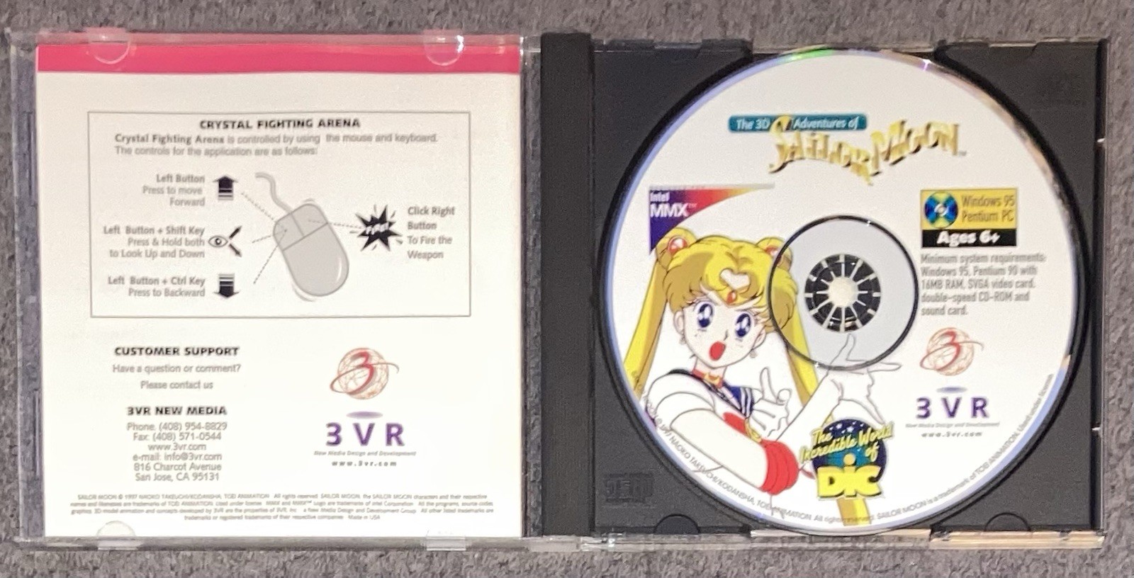 The 3D Adventures of Sailor Moon CD ROM Windows 95 Pentium PC 1997