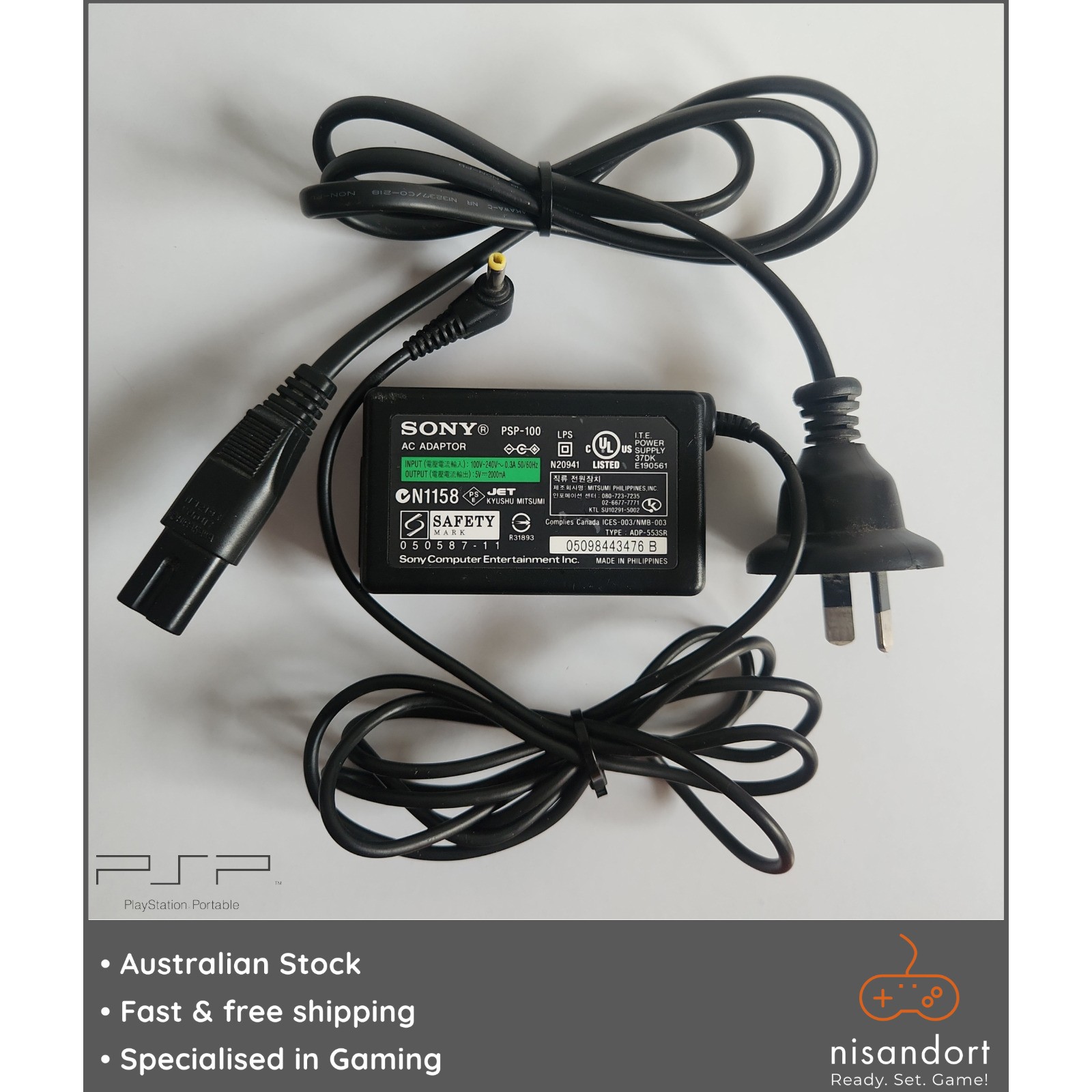 Sony PSP power supply AC wall charger genuine OEM PSP-100 5V 2A – Aust plug