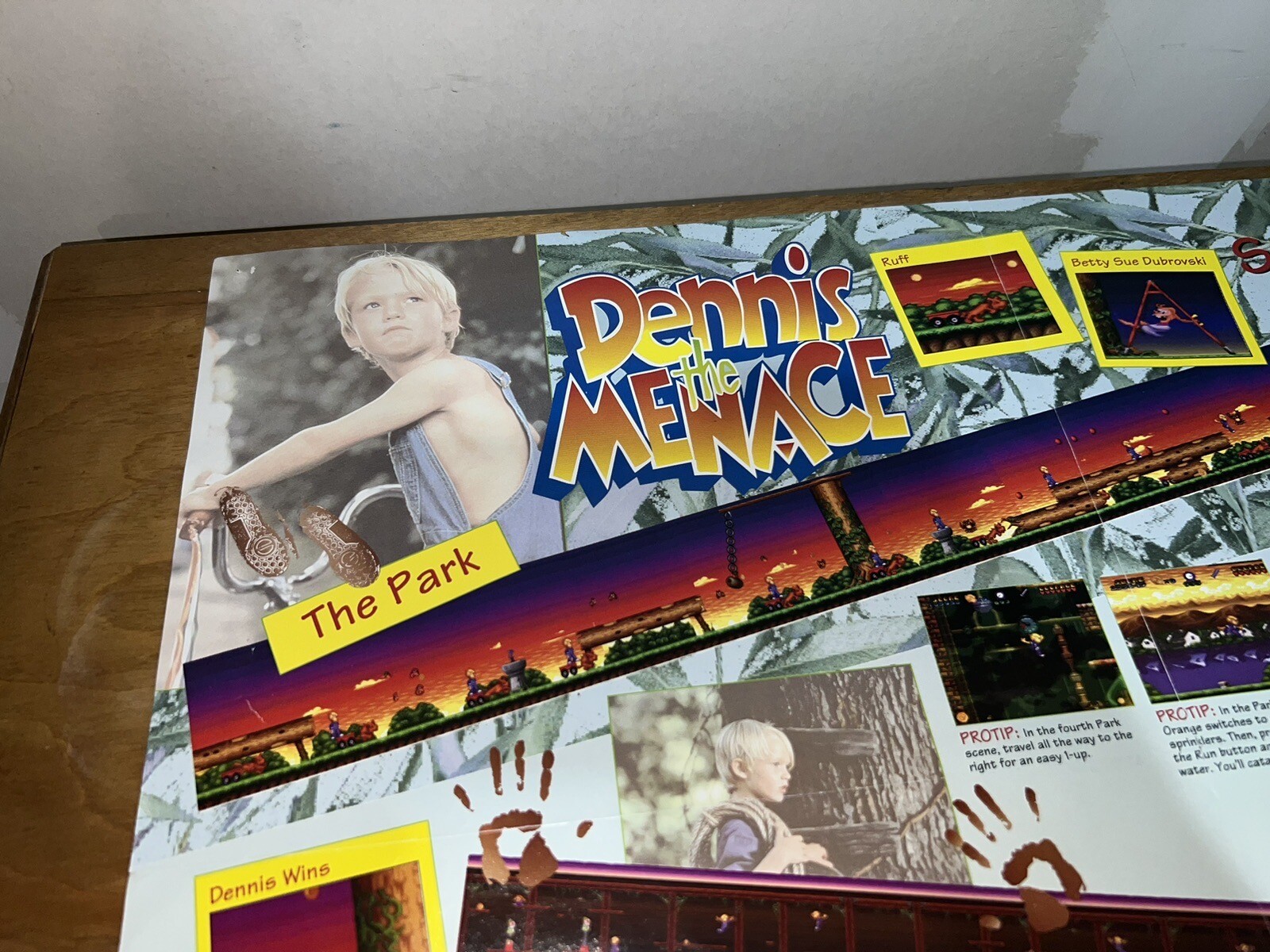 Dennis the Menace Super Nintendo Promo Poster: 2 Sided w/House Map! 1993 Gamepro