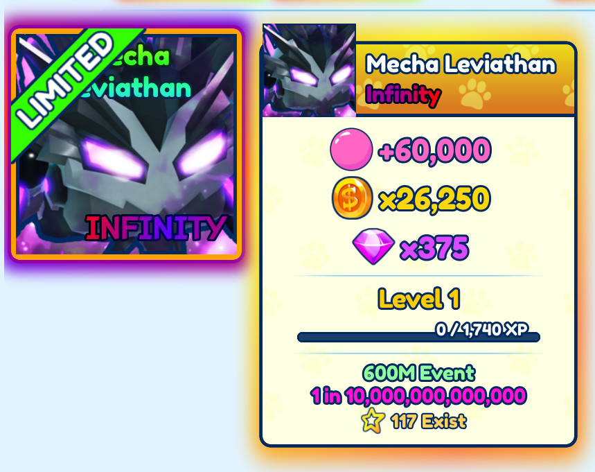 Shiny Mecha Leviathan (Infinity) Bubble Gum Simulator Infinity | BGSI