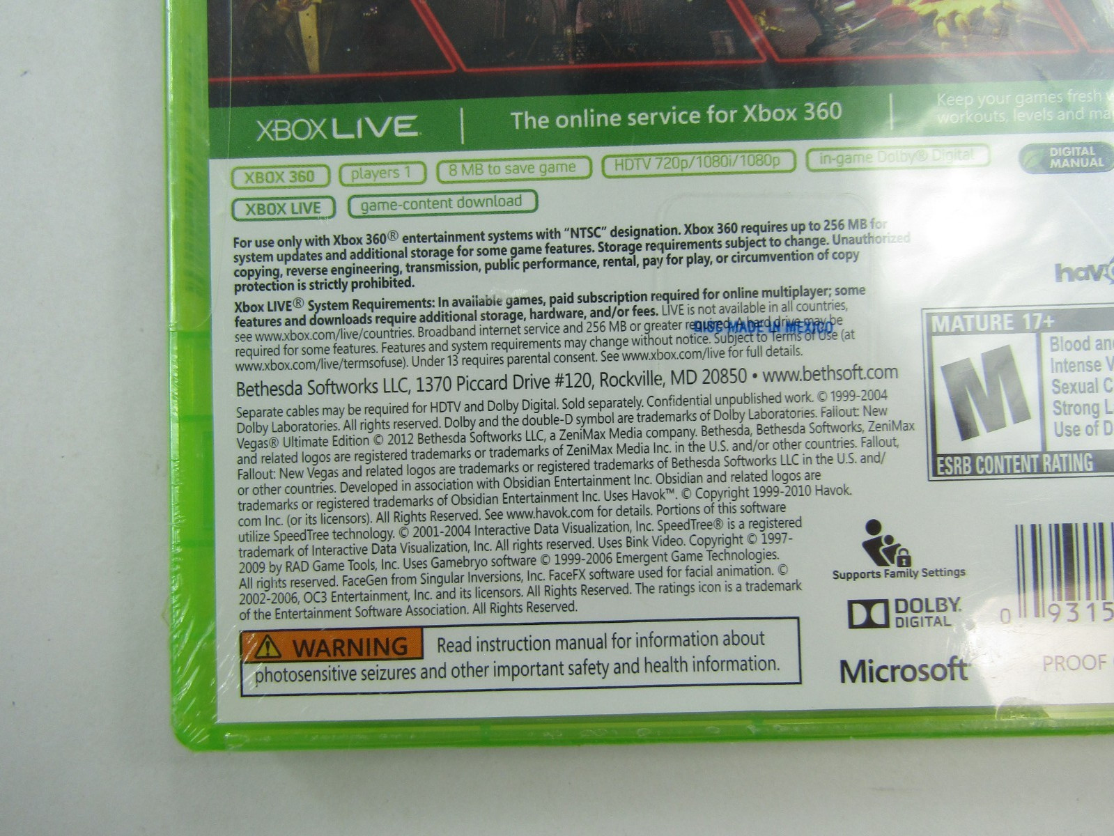 Fallout New Vegas Ultimate Edition XBOX 360 Video Game Platinum Hits New Sealed