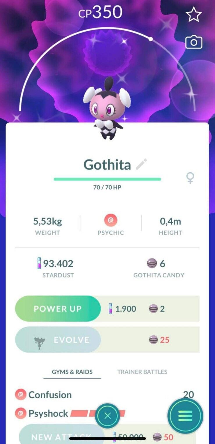 Shiny Gothita – TRADE 20kstardust – Registered shiny Gothita already require