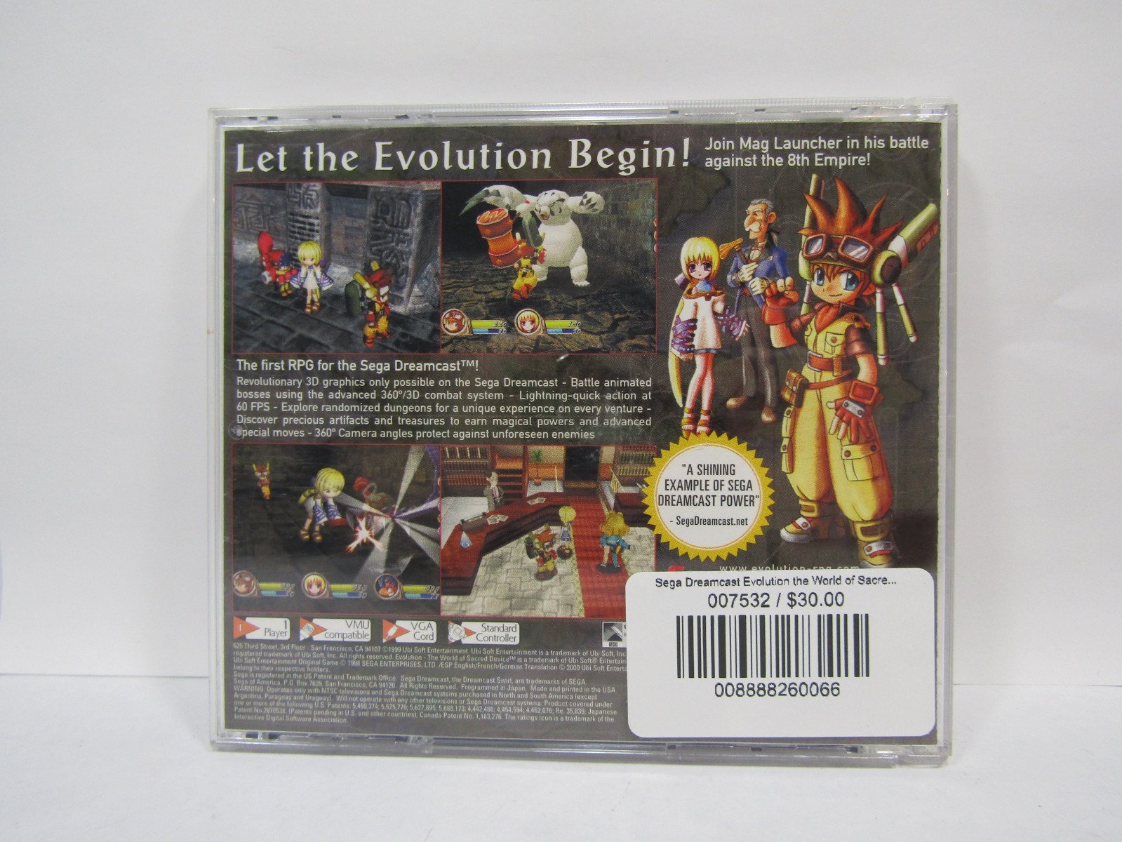 Sega Dreamcast Evolution the World of Sacred Device, Complete