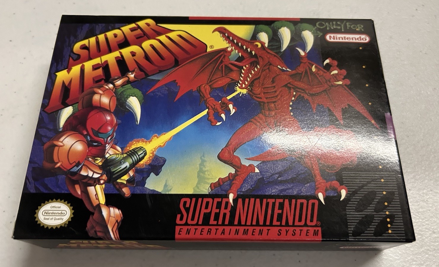 CLEAN Super Metroid SNES NINTENDO Complete In Box Authentic CIB W/Protector