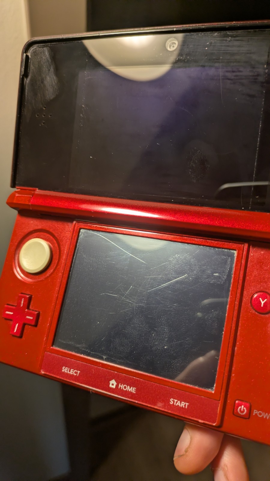 Nintendo 3DS Flame Red Handheld Console System With Charger CTR-001 Tested