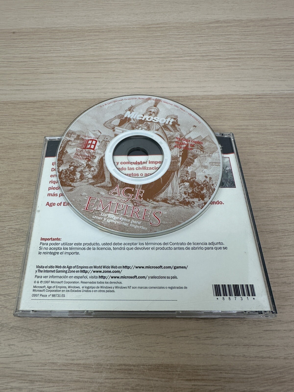 VINTAGE RARE SPANISH MICROSOFT AGE OF EMPIRES – 1997 PC CD ROM GAME – WINDOWS 95