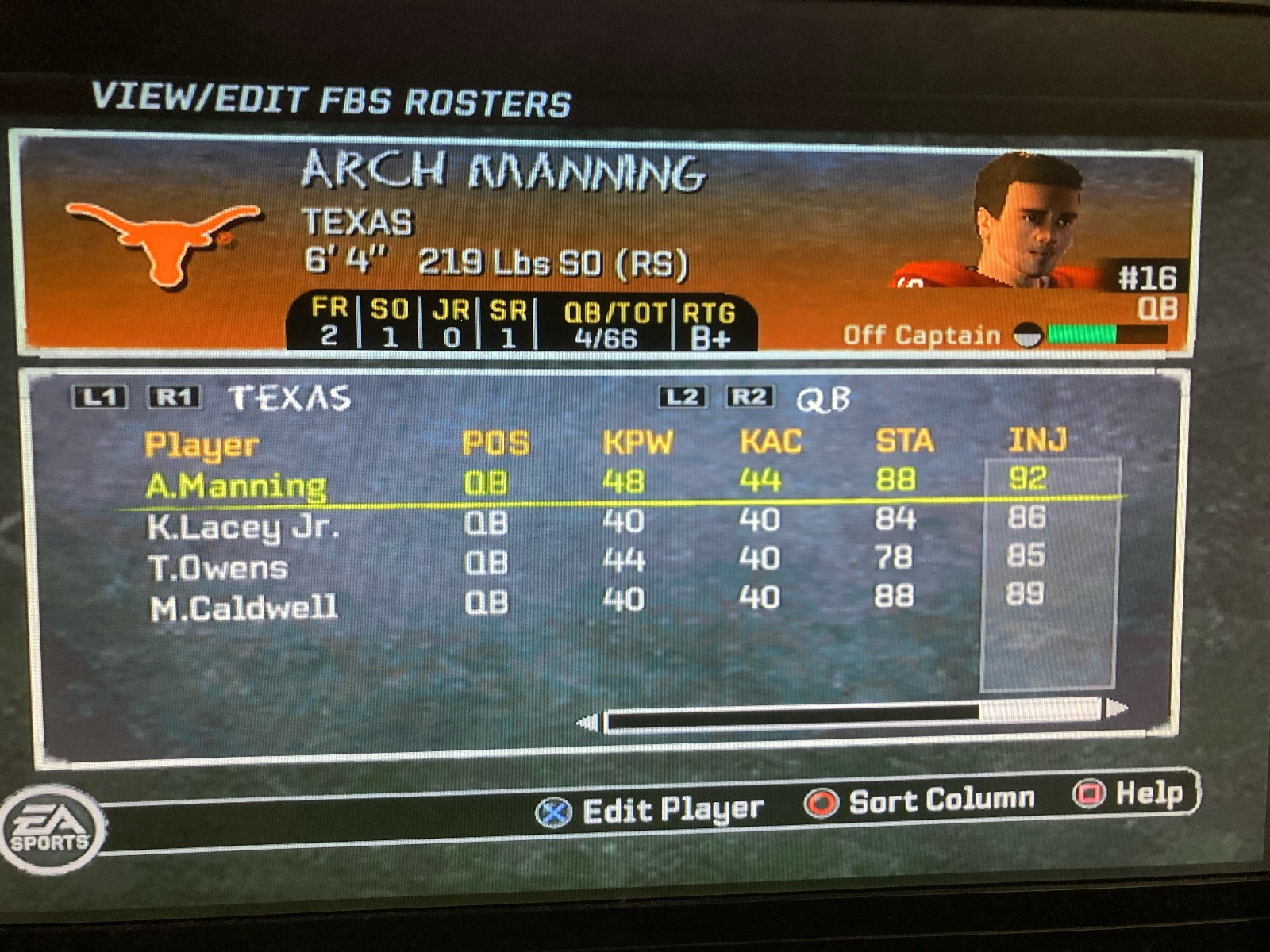 NCAA Football 11 2025-26 Roster Update Real Name Memory Card PS2 PlayStation 2