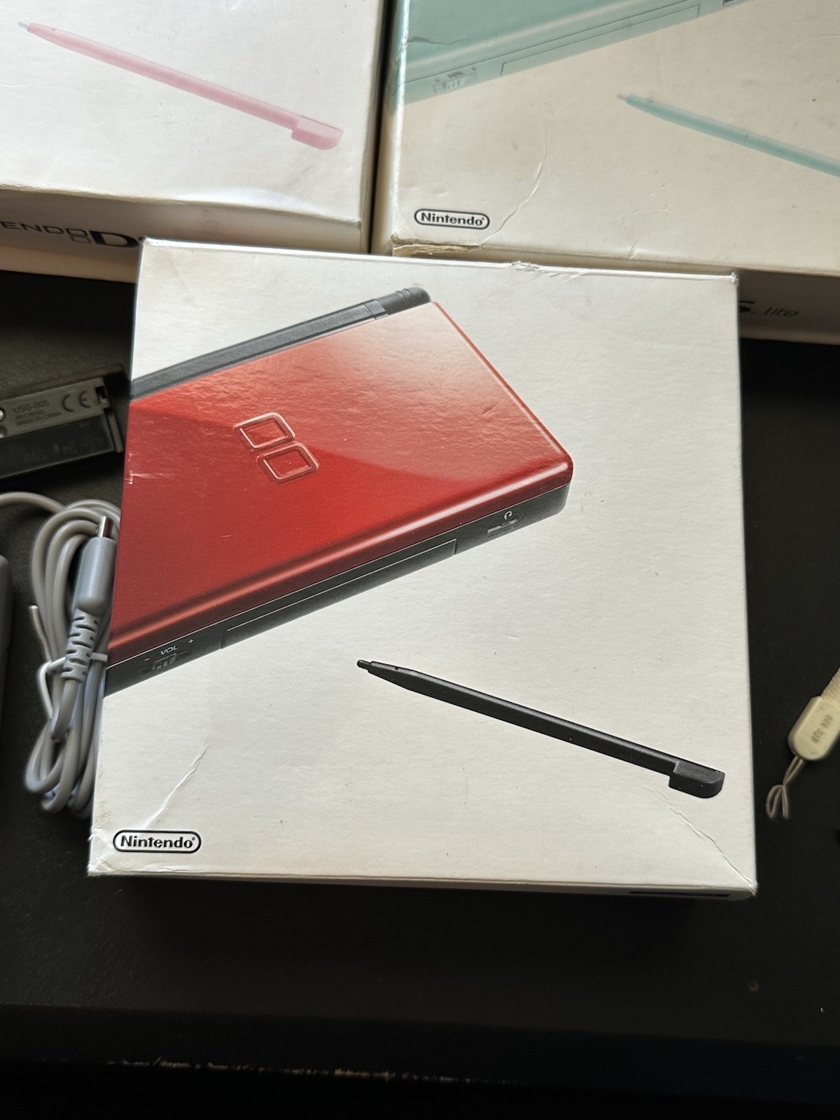Lot 3 In Box Nintendo DS Lite Crimson Red Black Ice Blue Noble Coral Pink Works