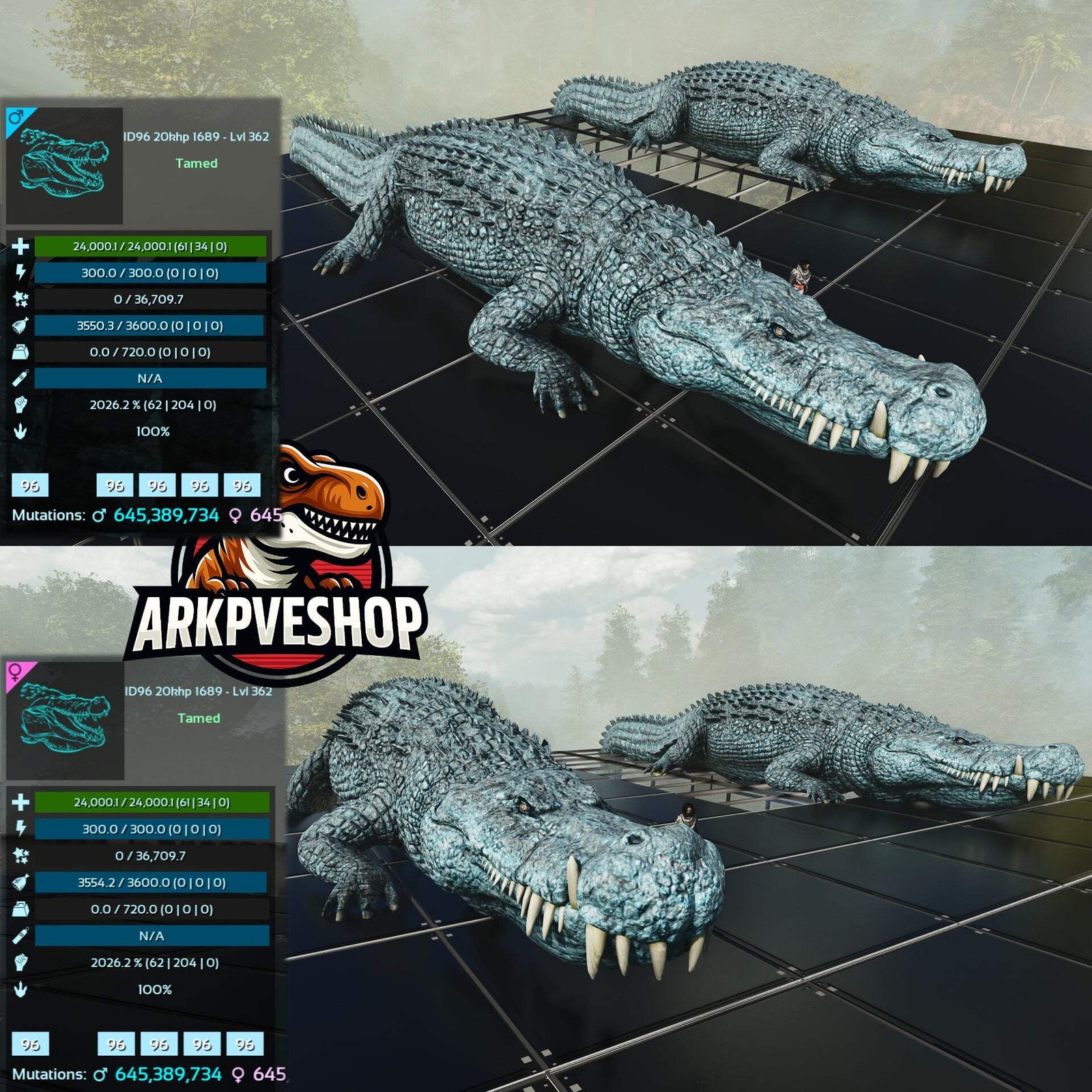 ASA PVE 🦖ARK Survival Ascended Deinosuchus Deino 2026m or 2428m Red Variant