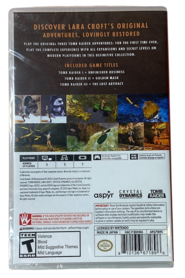 Tomb Raider I II III 1 2 3 Remastered Switch – NEW SEALED
