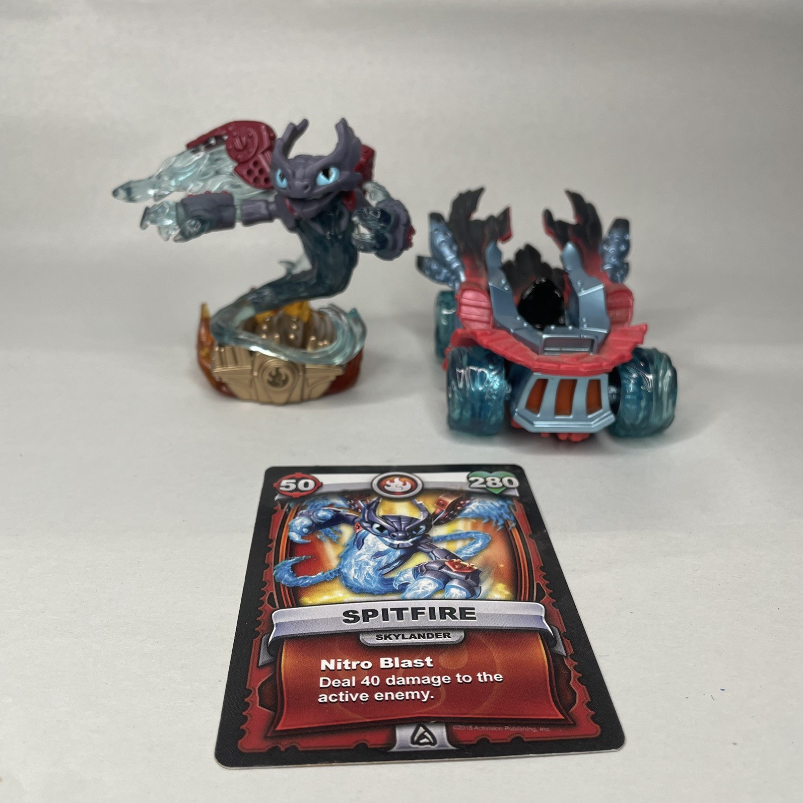 Lot of 2 Skylanders Spitfire & Hot Streak Including Card