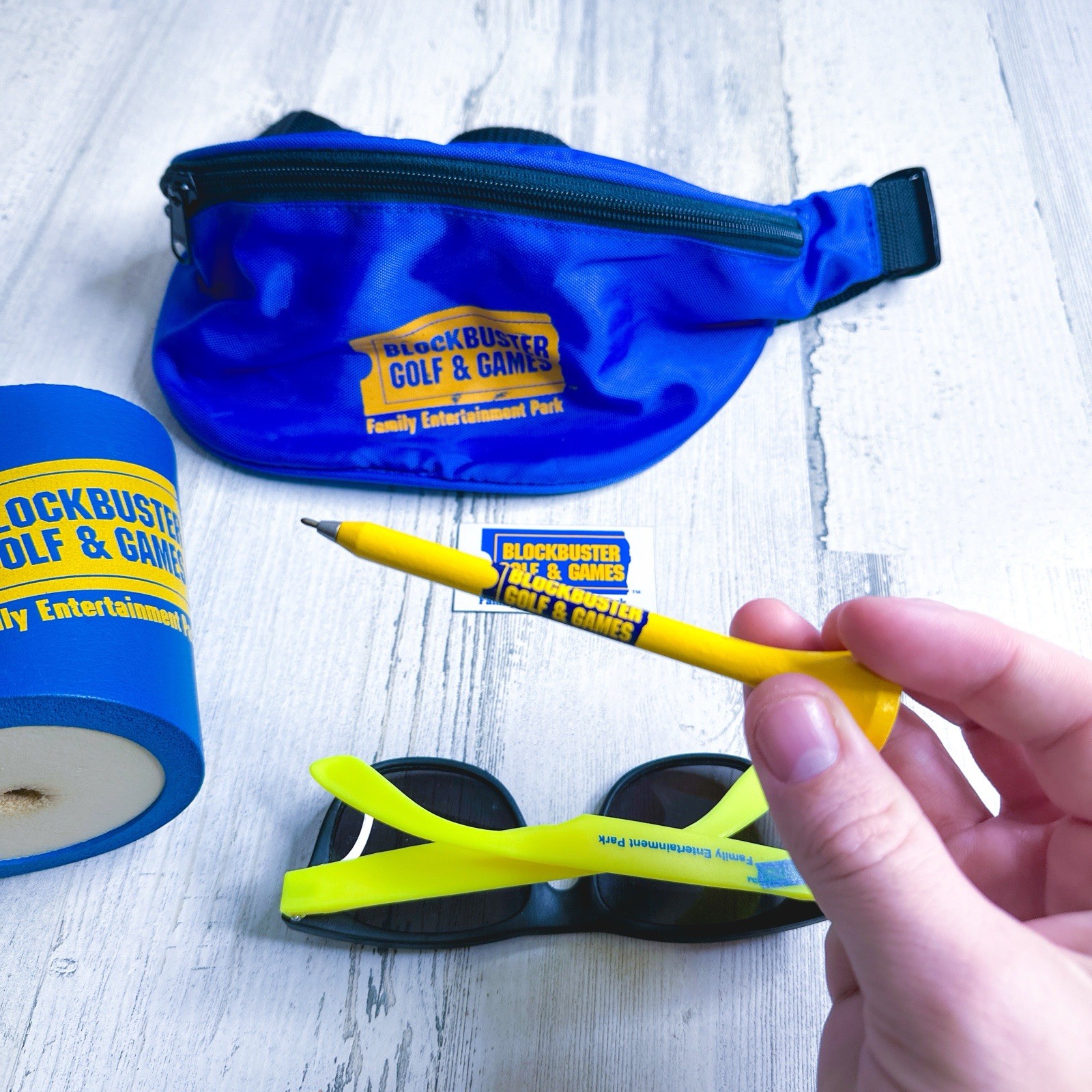 Vintage Blockbuster Video Golf & Games Lot – Fanny Pack – Tee Pen – ETC- RARE