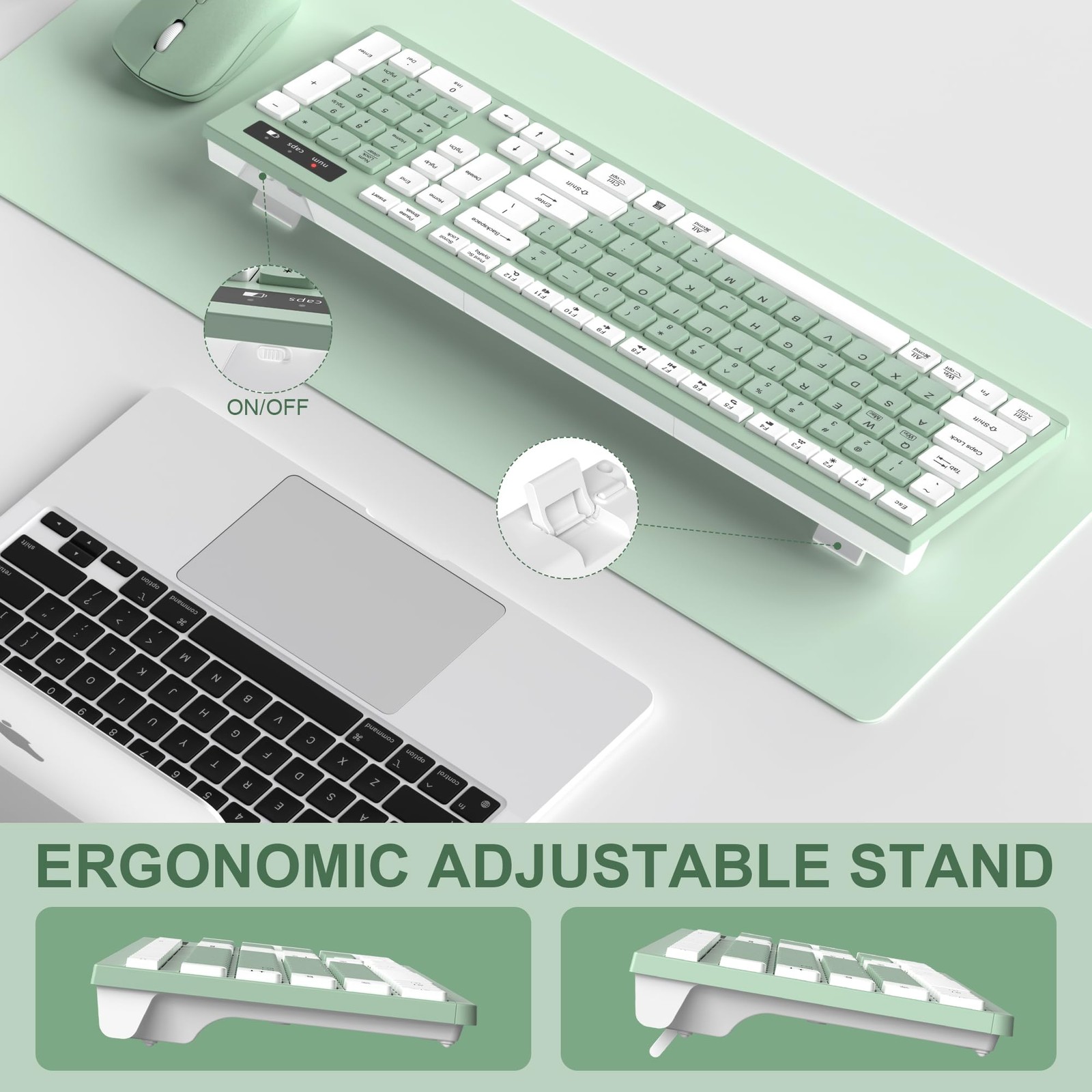 Wireless Keyboard and Mouse Combo Full-Sized Wireless Keyboard and Adjustable…
