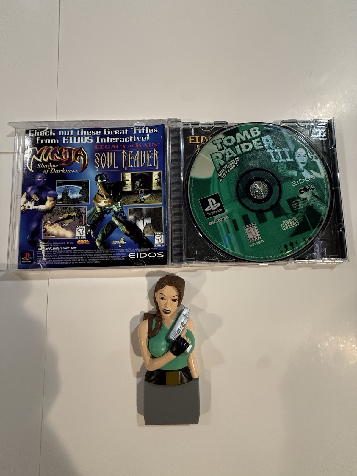 Tomb Raider III PS1 CIB + Rare Lara Croft Collector’s Edition Memory Card Bundle
