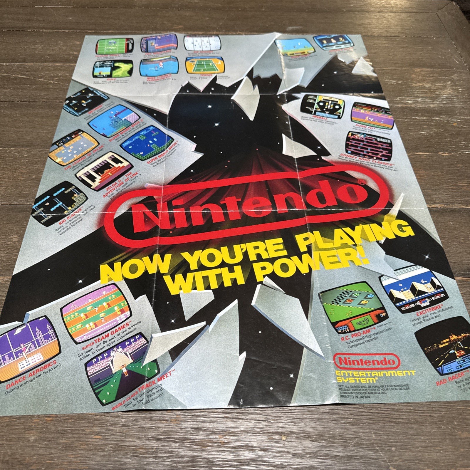 Vintage Nintendo NES ‘ Now Your Playing With Power ‘ Fold Out Poster Insert
